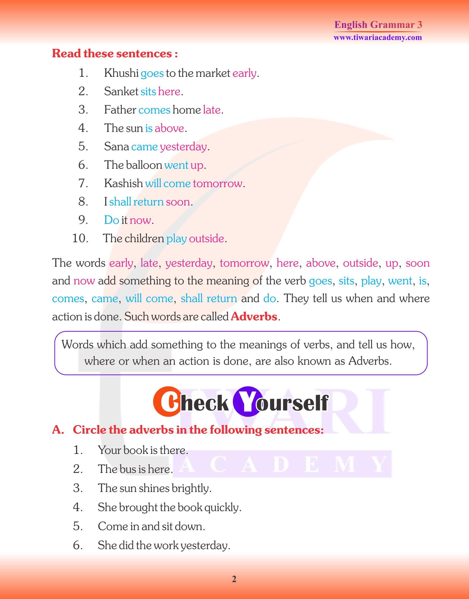 English Grammar for Grade 3 Adverb