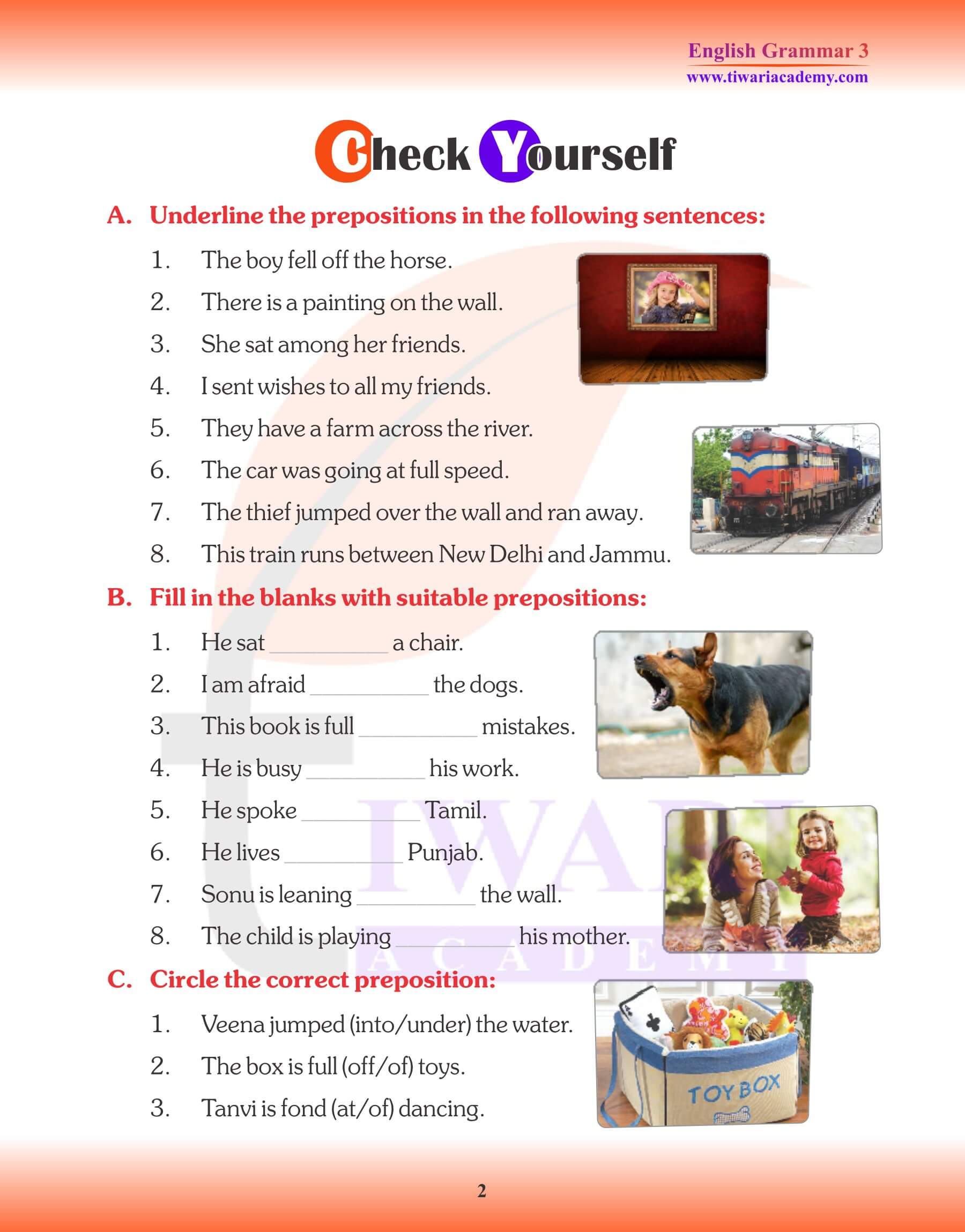 English Grammar for Grade 3 Preposition