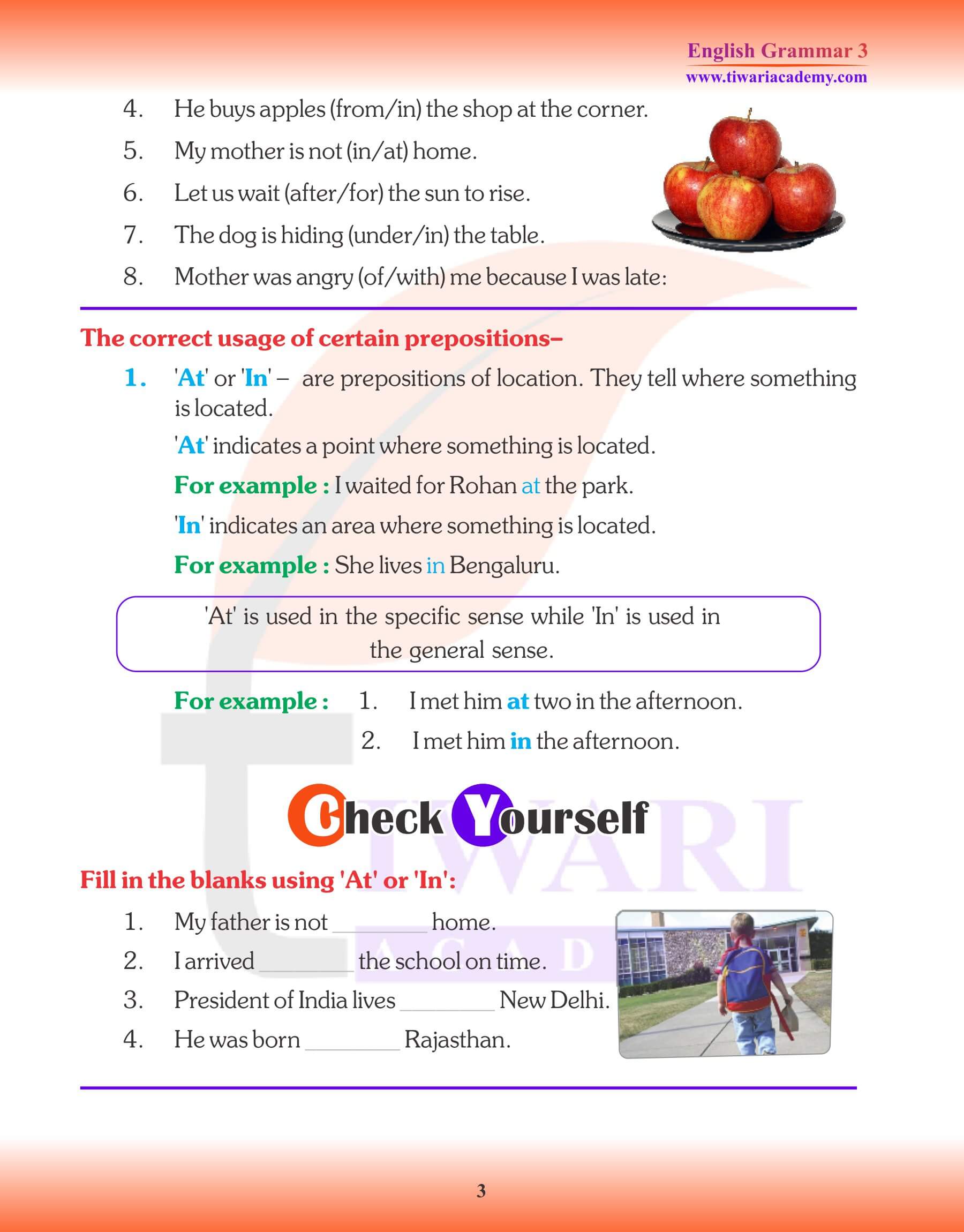 Revision of Grammar for Grade 3 Preposition