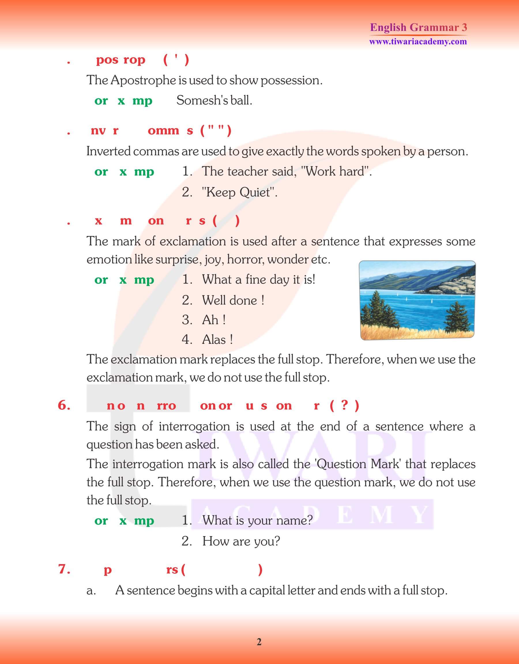 English Grammar for Grade 3 Punctuation