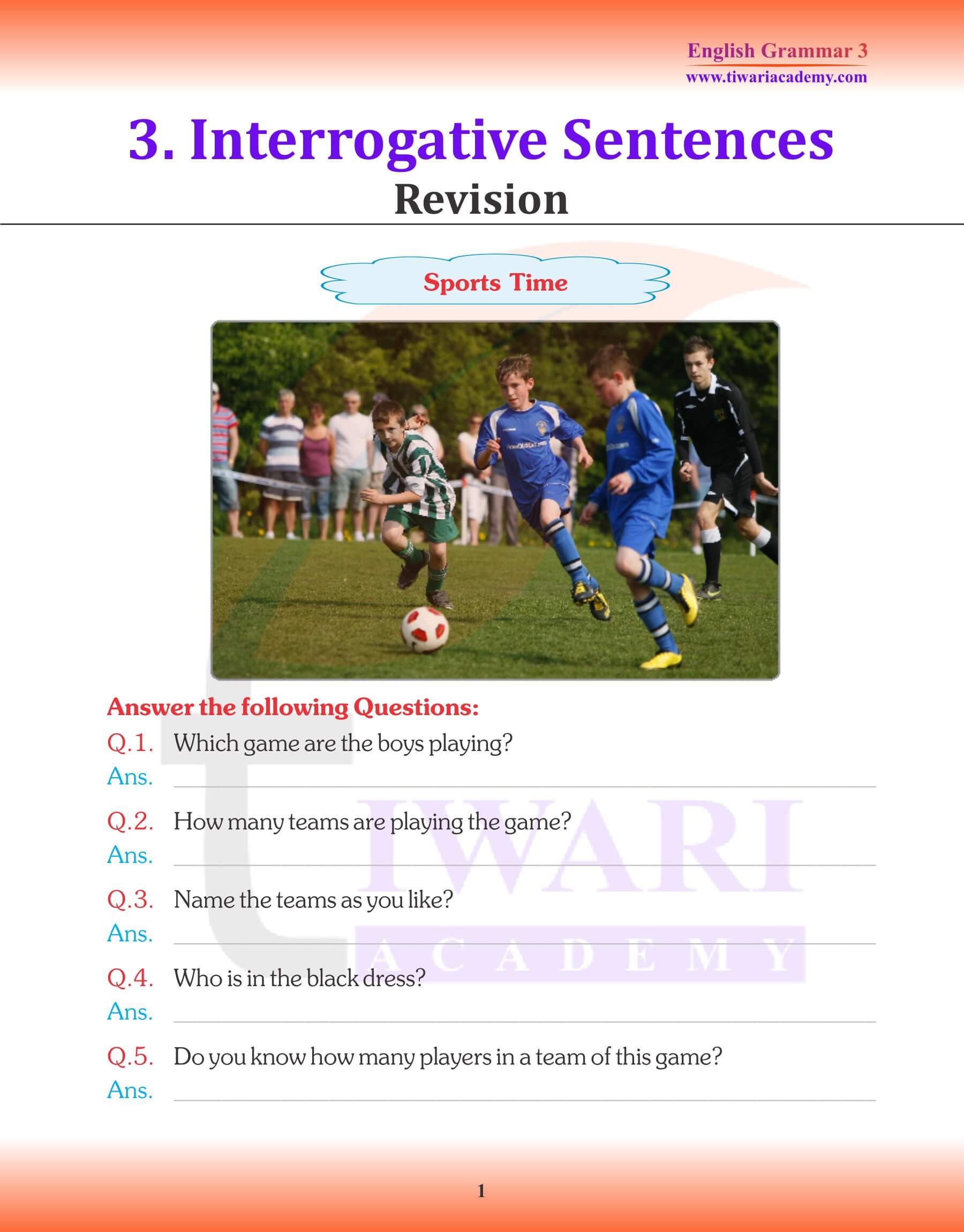 English Grammar for Grade 3 Chapter 3 Interrogative Sentences