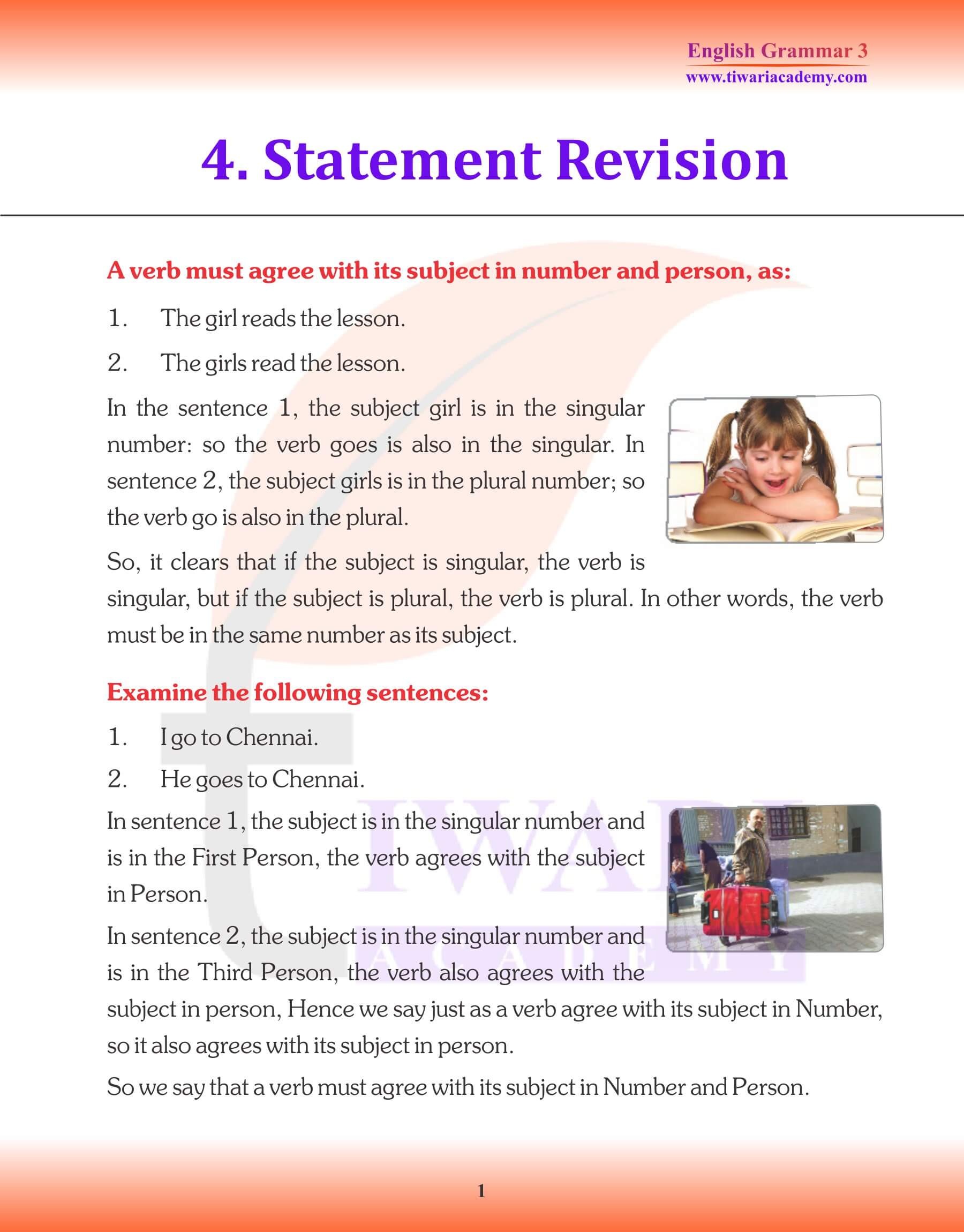 English Grammar for Grade 3 Chapter 4 Statements and its Type