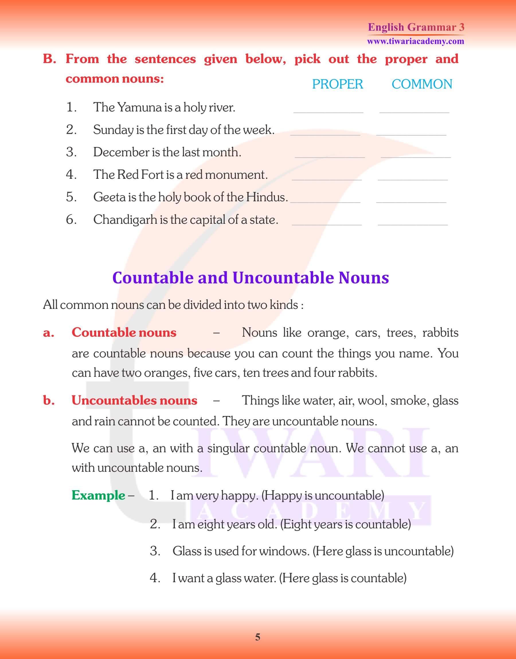 Revision of Grammar for Grade 3 Chapter 5 Noun