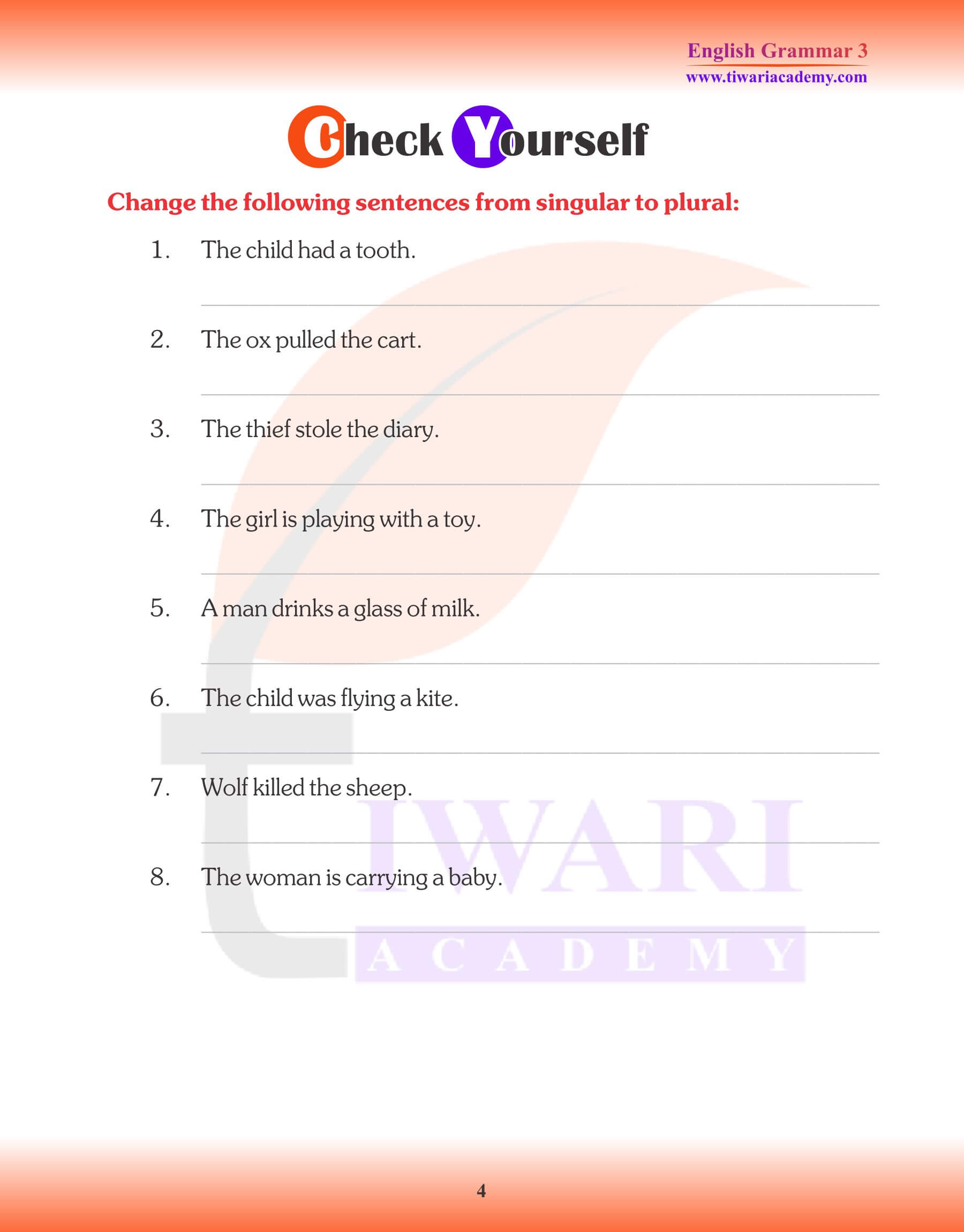 Grammar for Grade 3 Singular and Plural