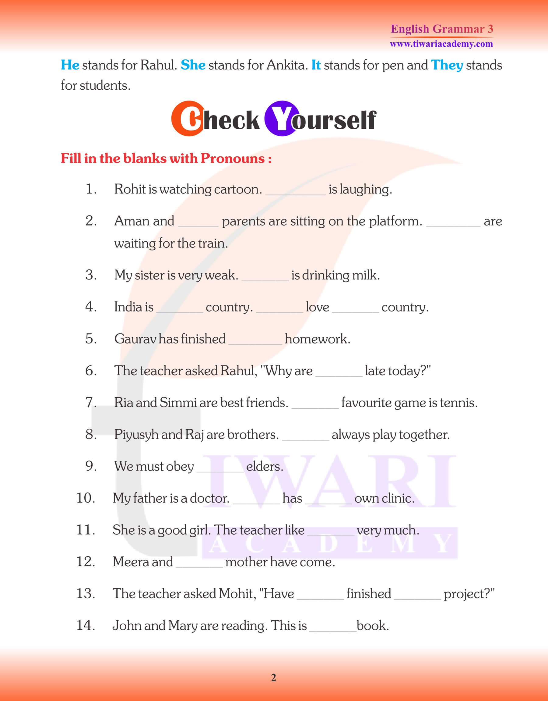 English Grammar for Grade 3 Pronoun