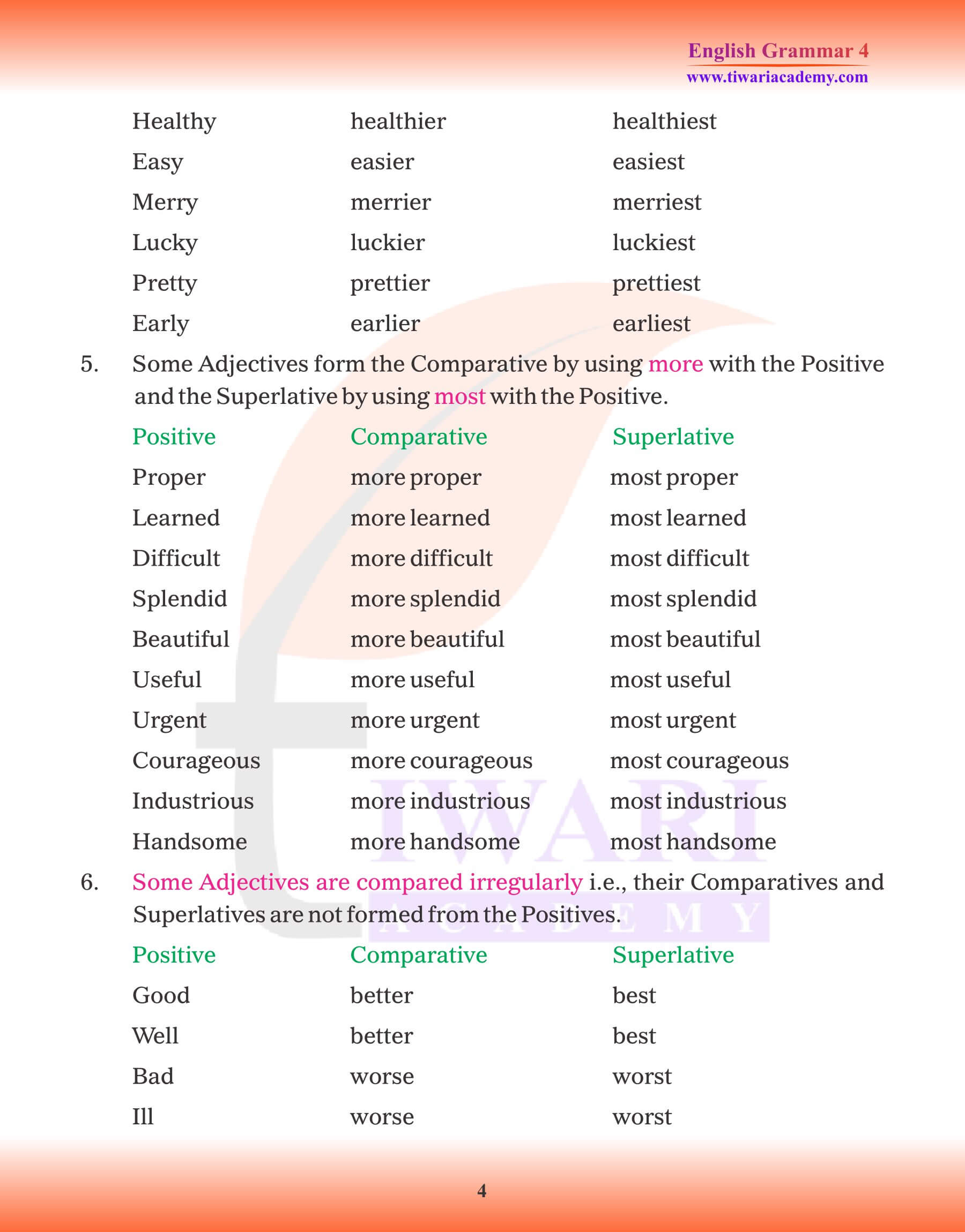 Class 4 Grammar Chapter 10 Adjective