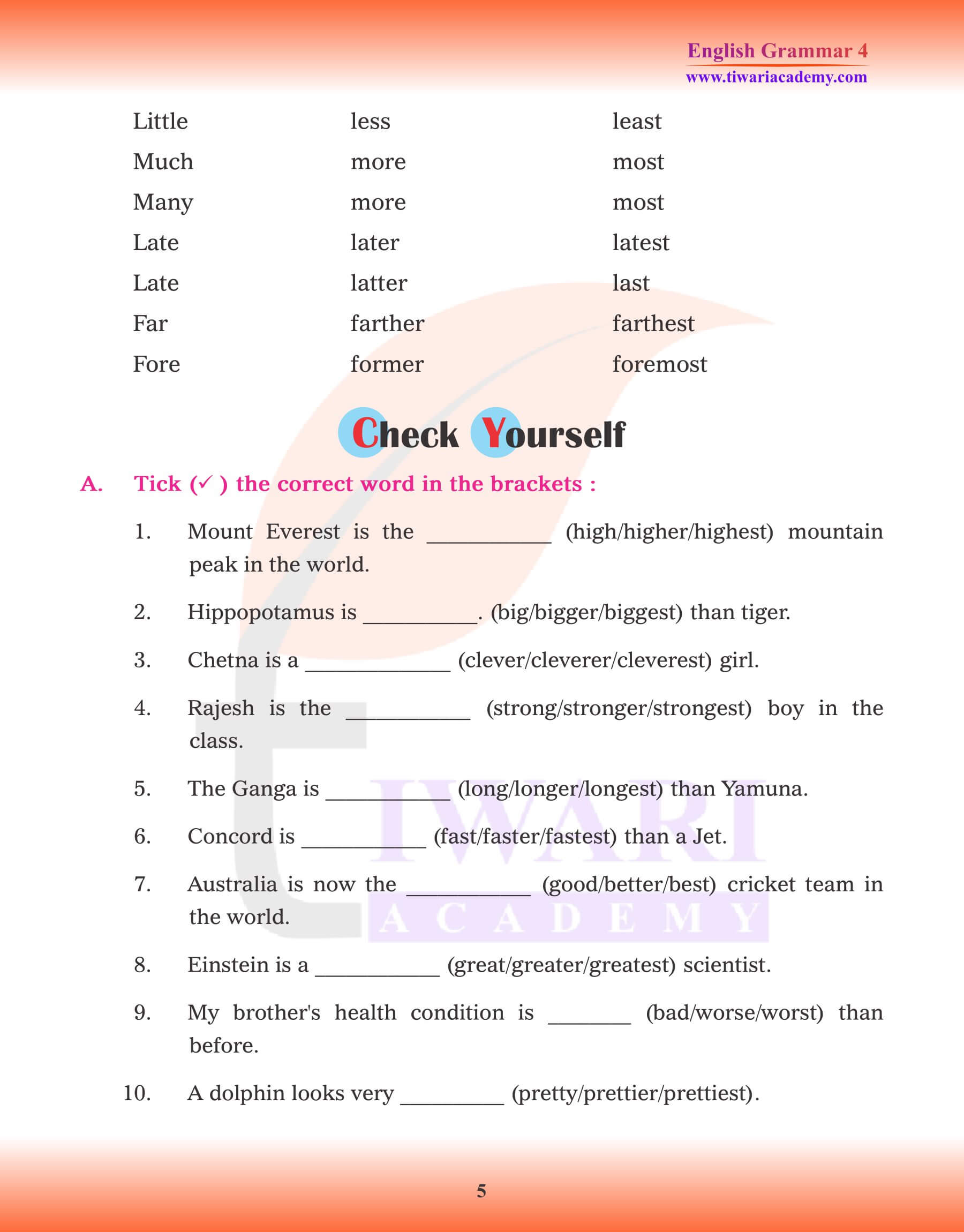 Class 4 English Grammar Adjective