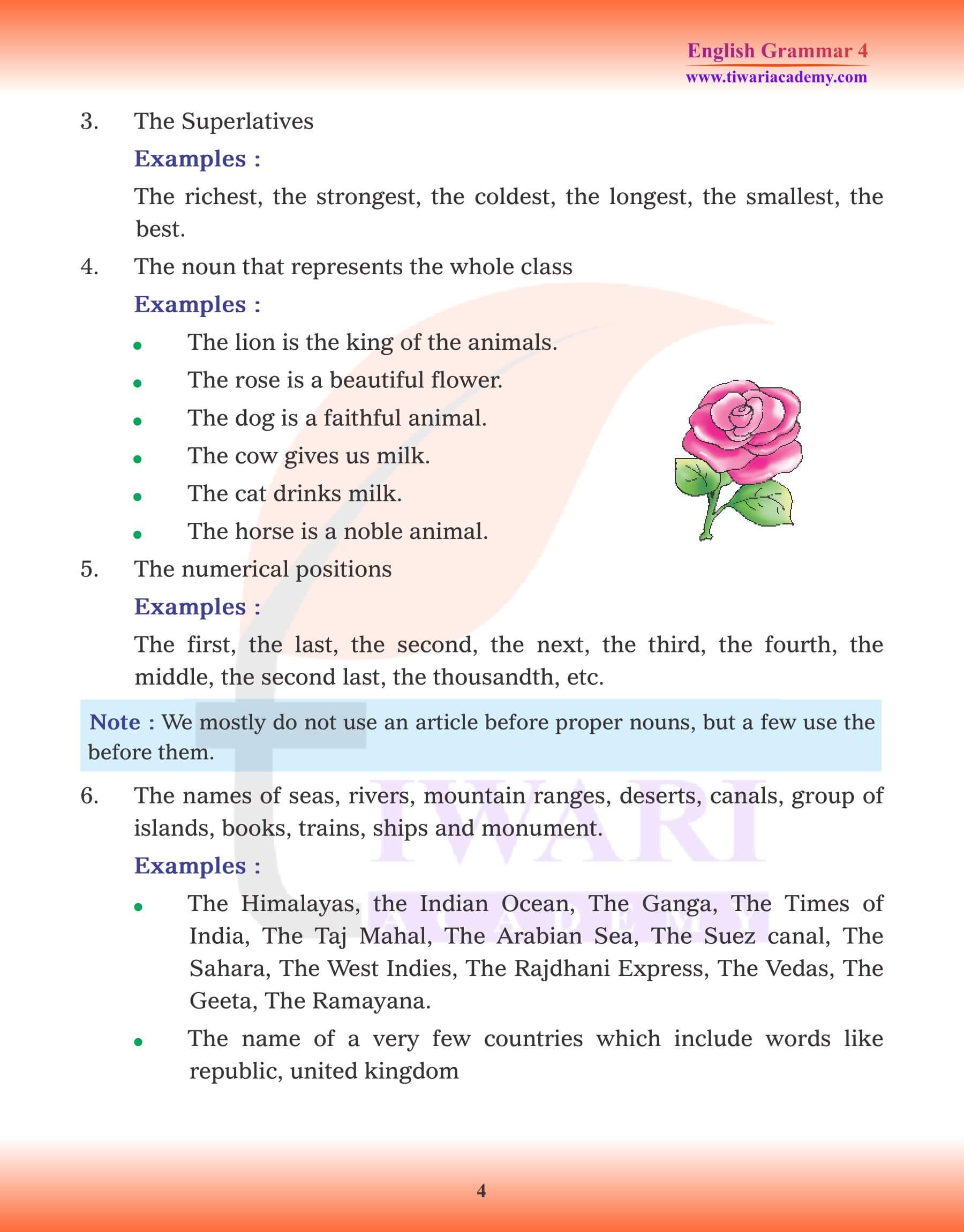 Class 4 English Grammar Articles Revision