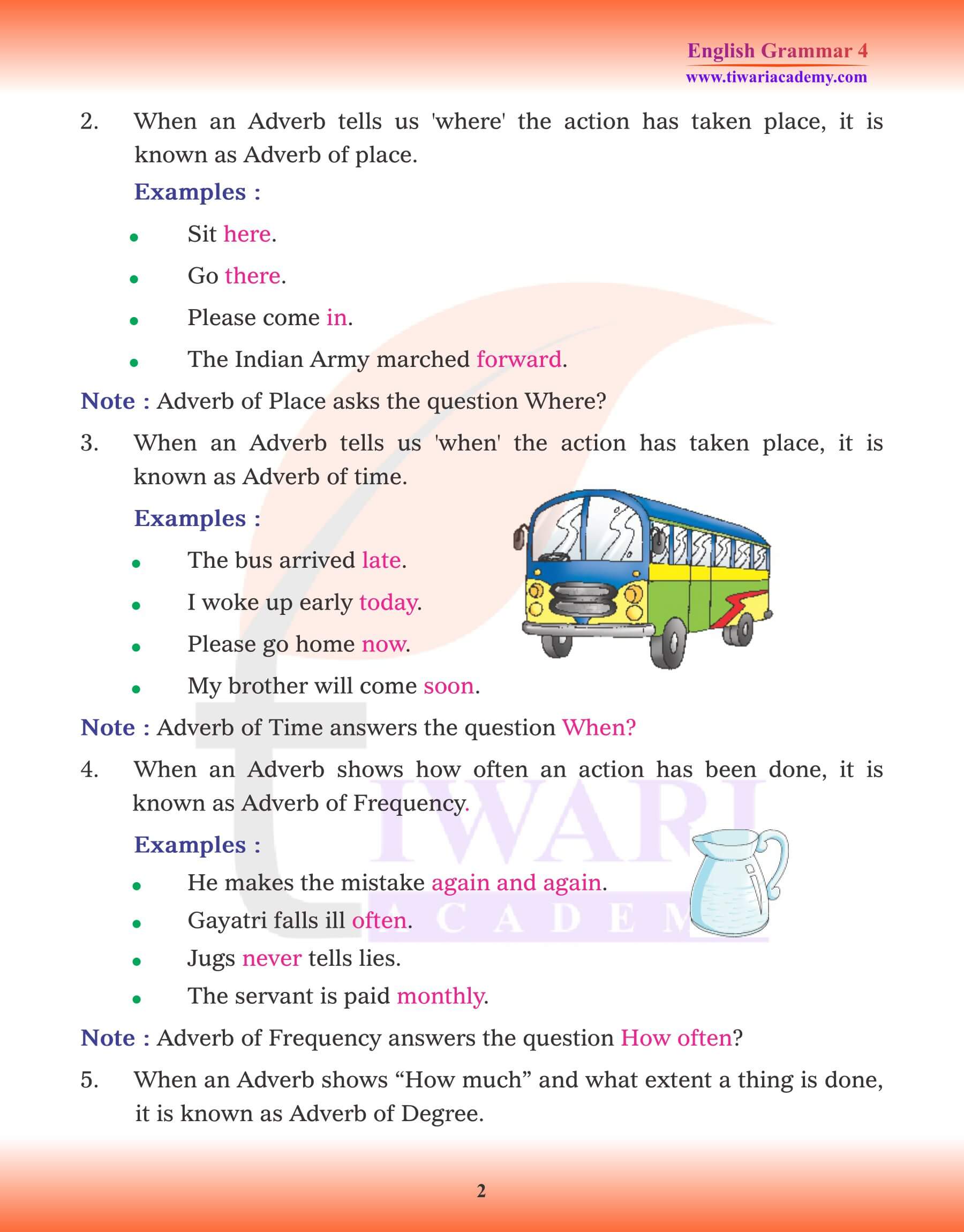 Class 4 English Grammar Chapter 12 Adverb examples