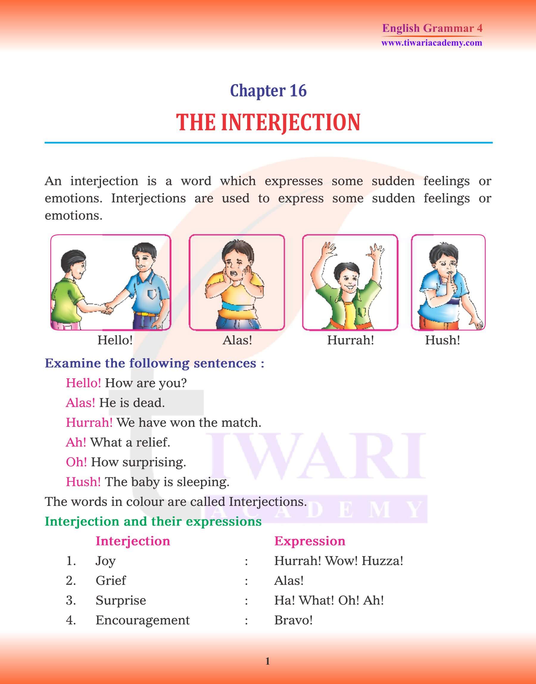 Class 4 English Grammar Chapter 16 Interjection