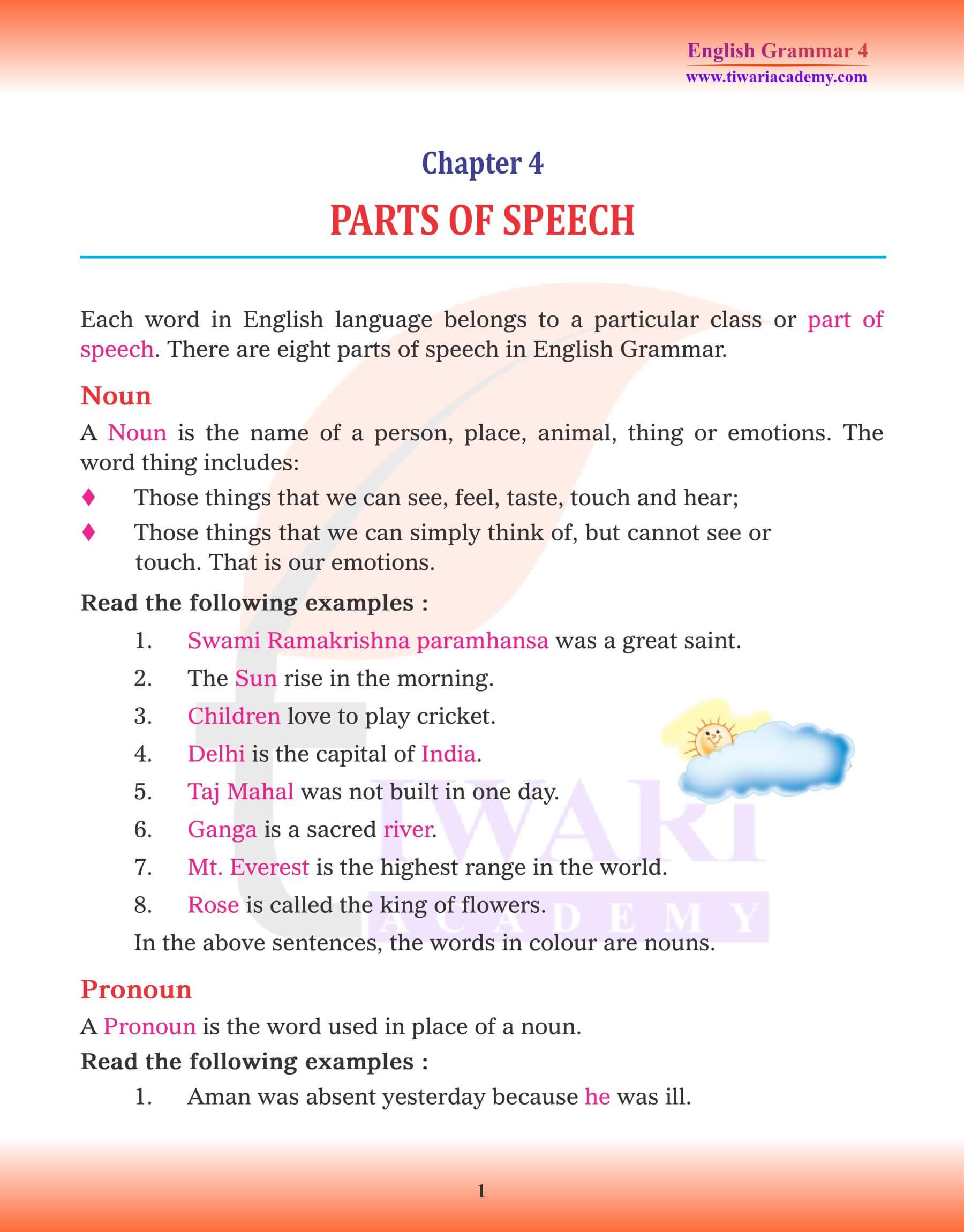 Class 4 English Grammar Part of Speech