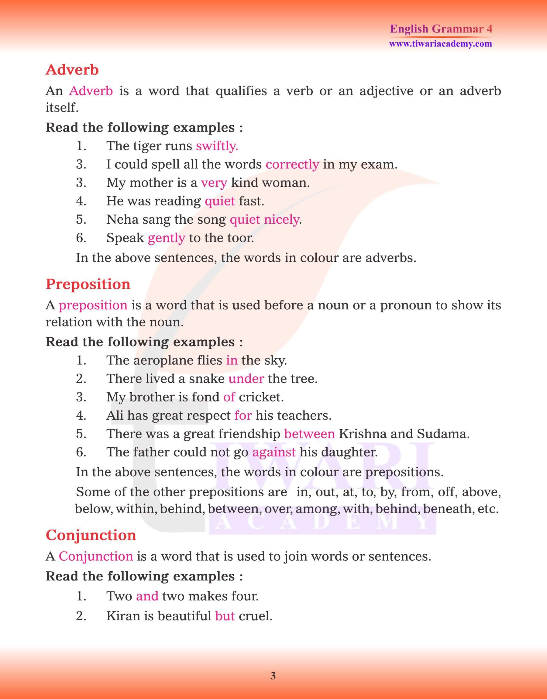 Class 4 Grammar Part of Speech