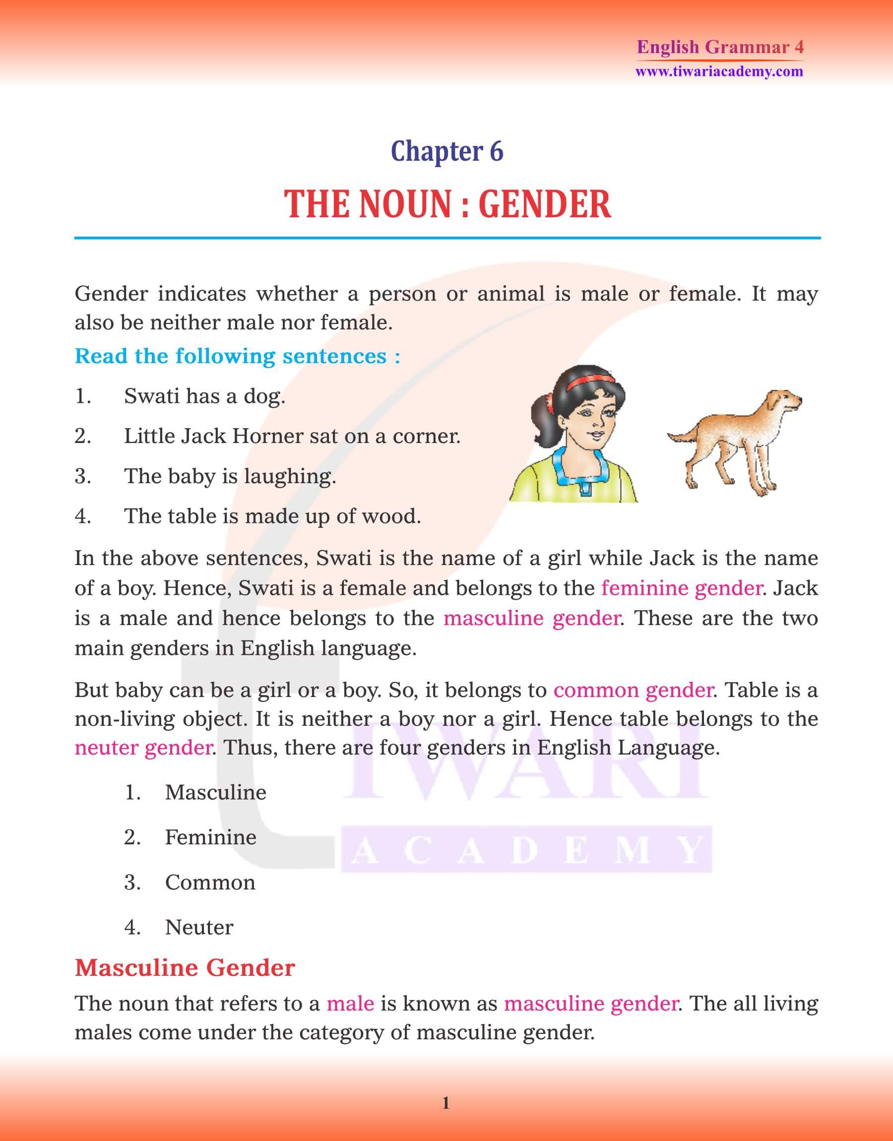 Class 4 English Grammar Chapter 6 The Noun Gender