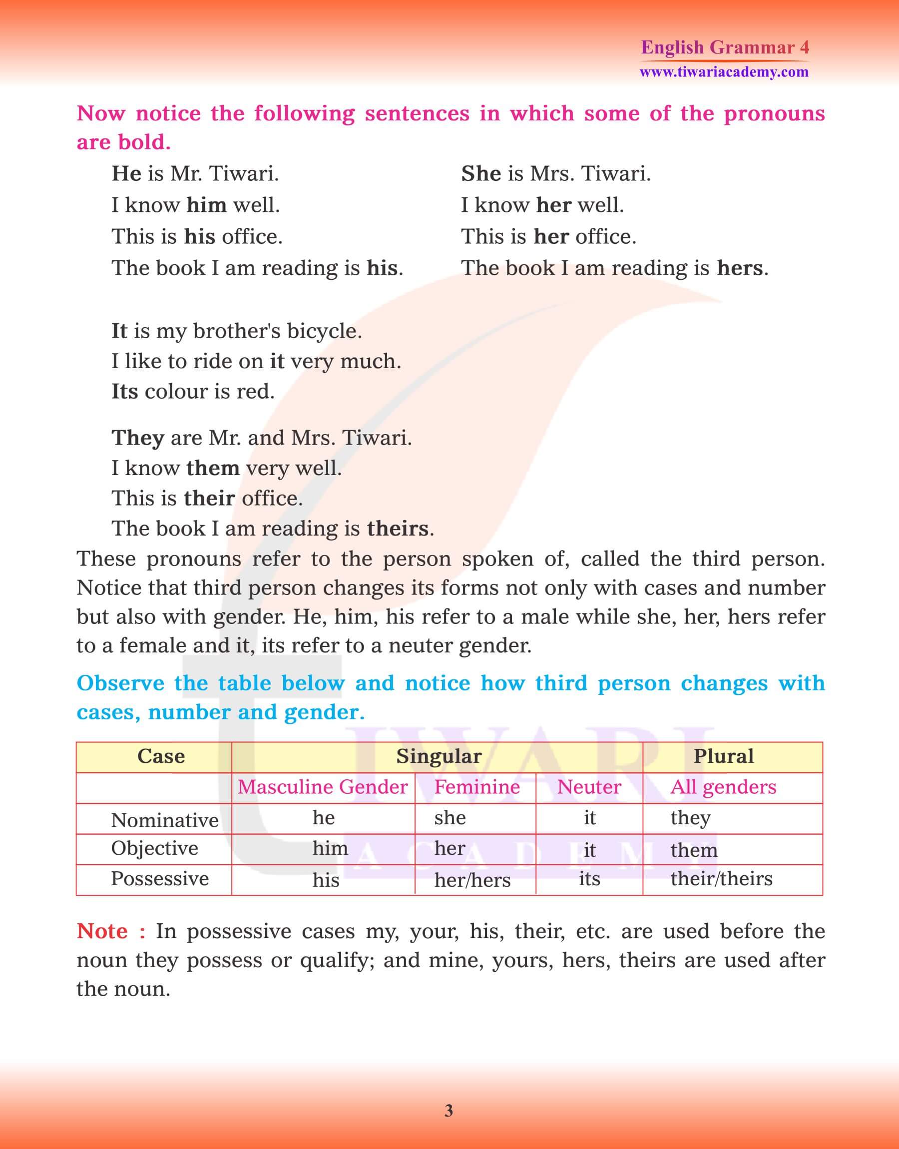 Class 4 English Grammar Chapter 7 Pronoun