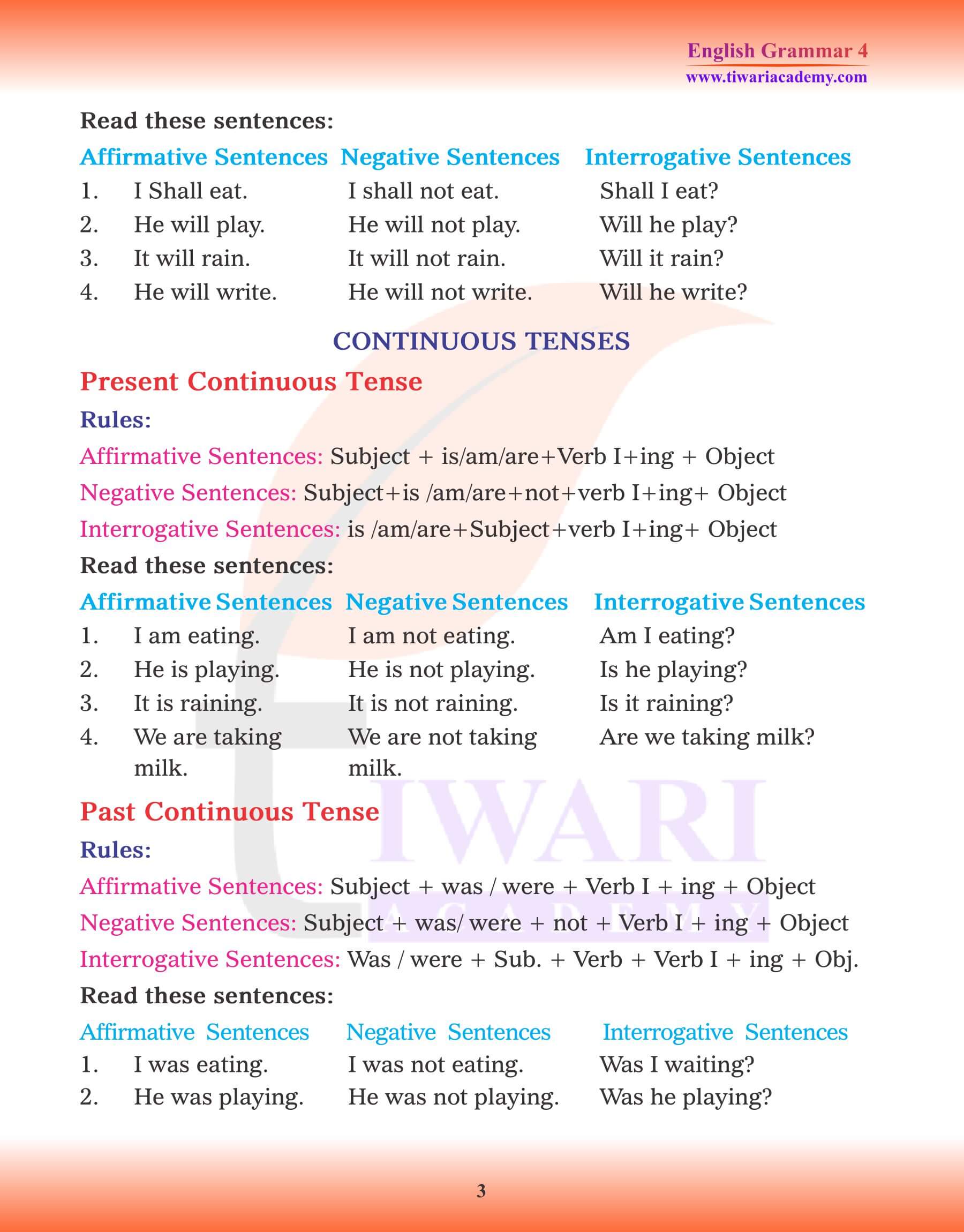 Class 4 English Grammar Chapter 8 use of Tense