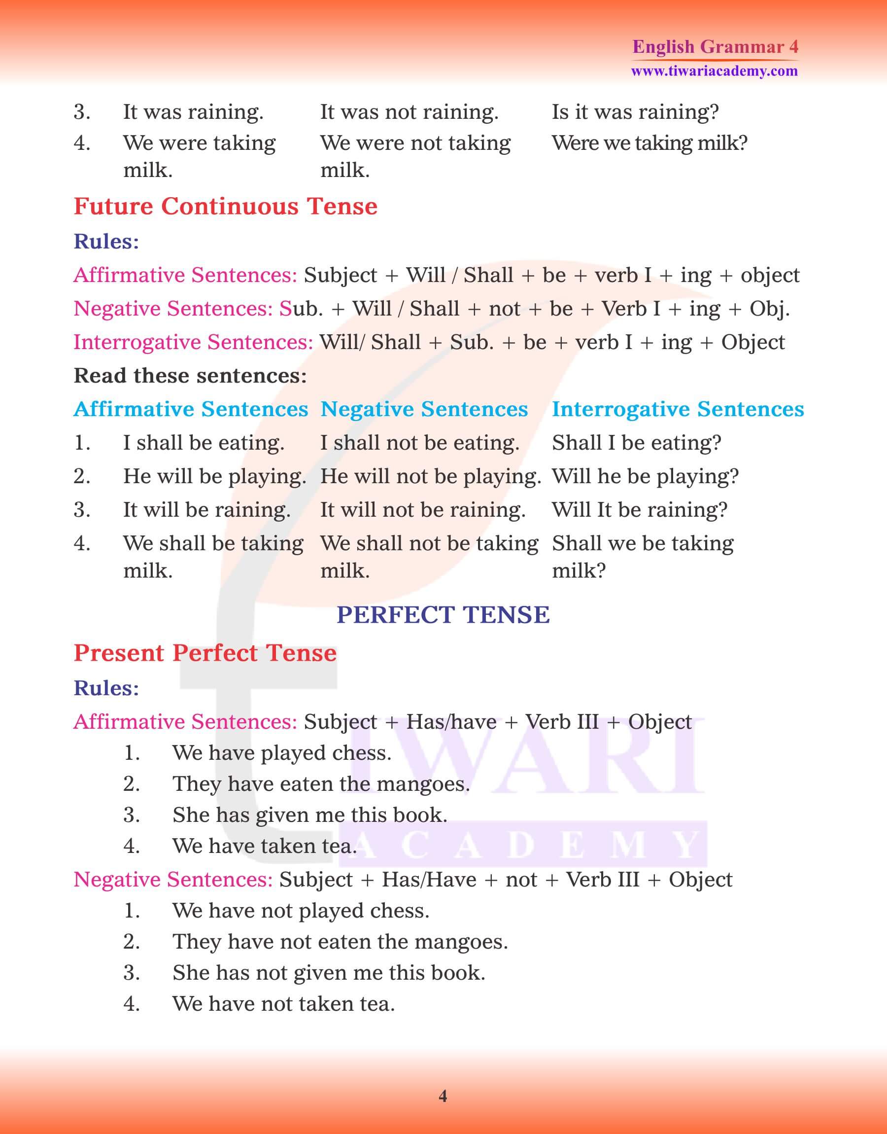 Class 4 English Grammar Chapter 8 Tense revision