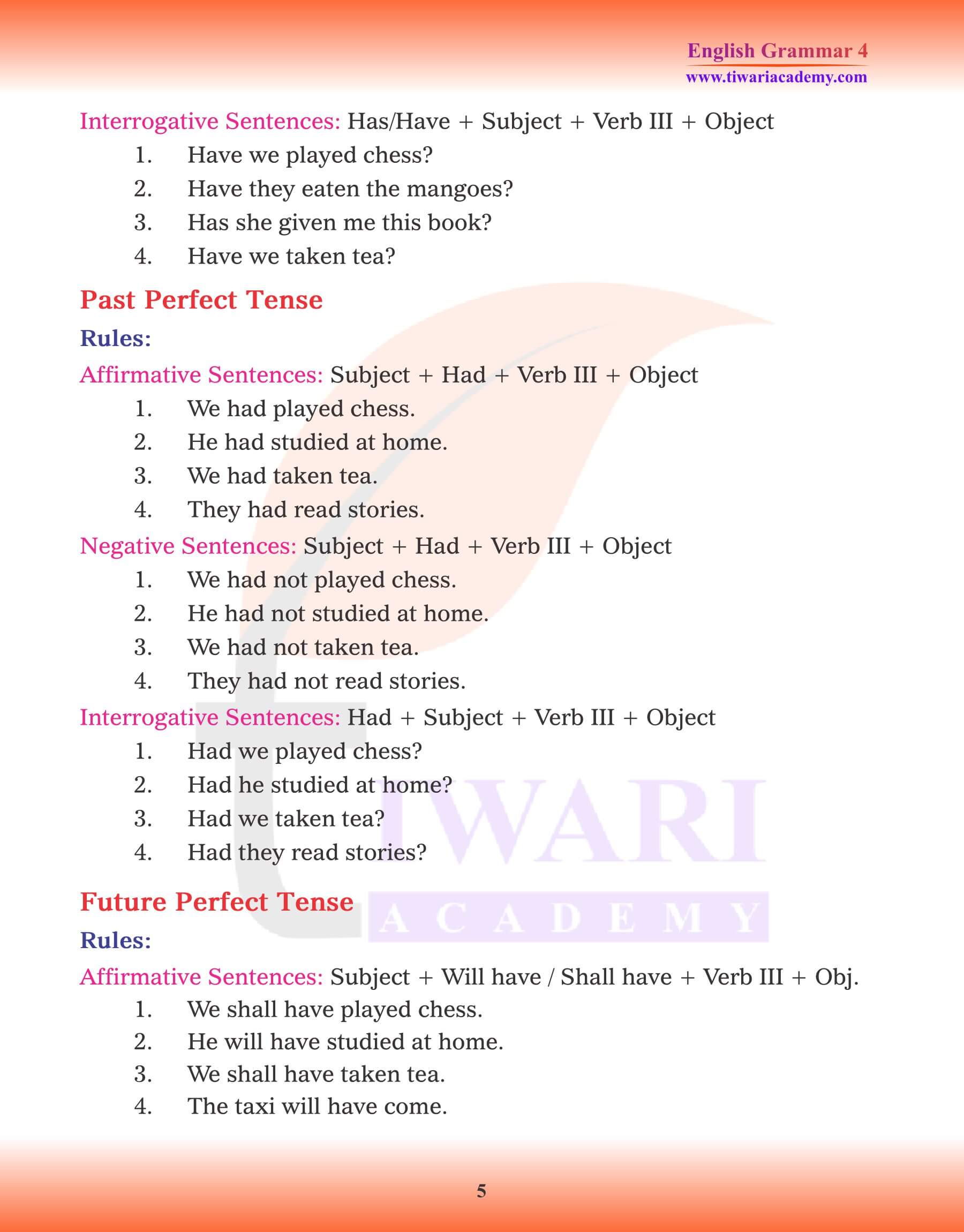 Class 4 English Grammar Chapter 8 Kinds of Tense
