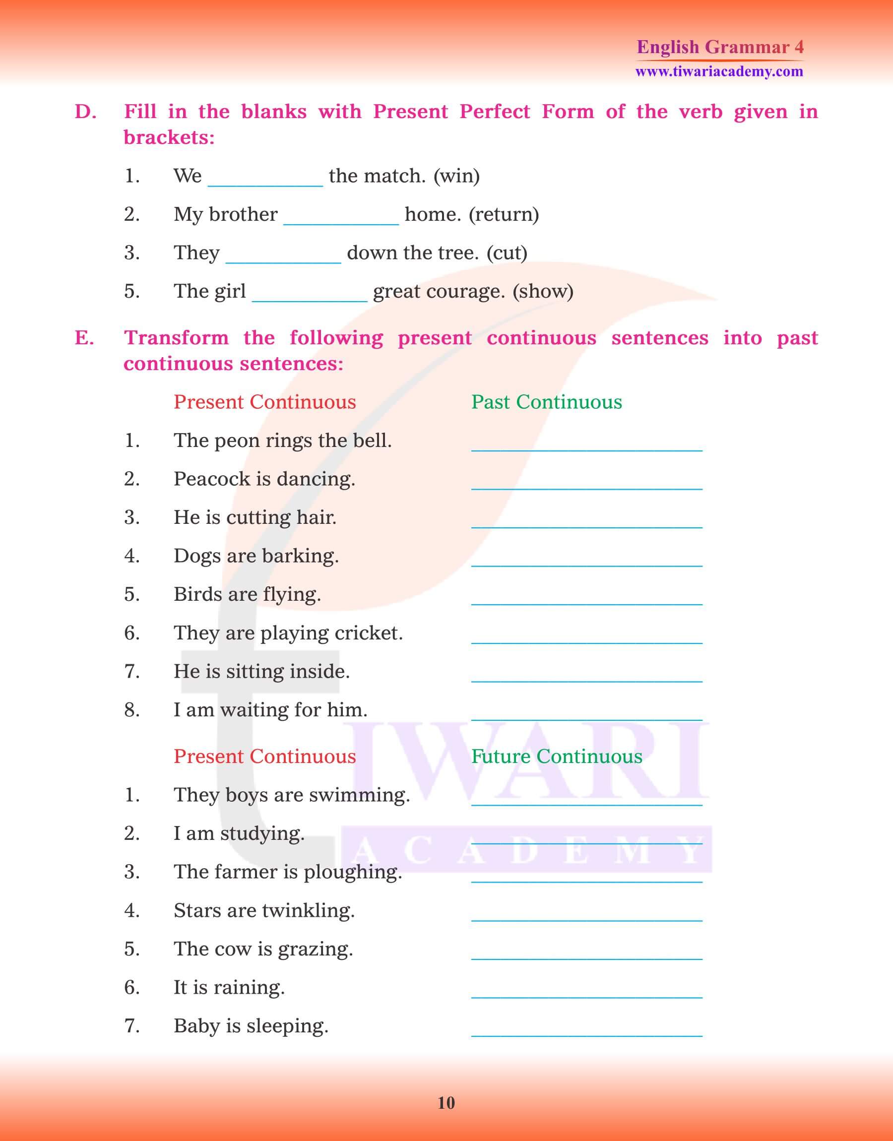 Class 4 Grammar Tense