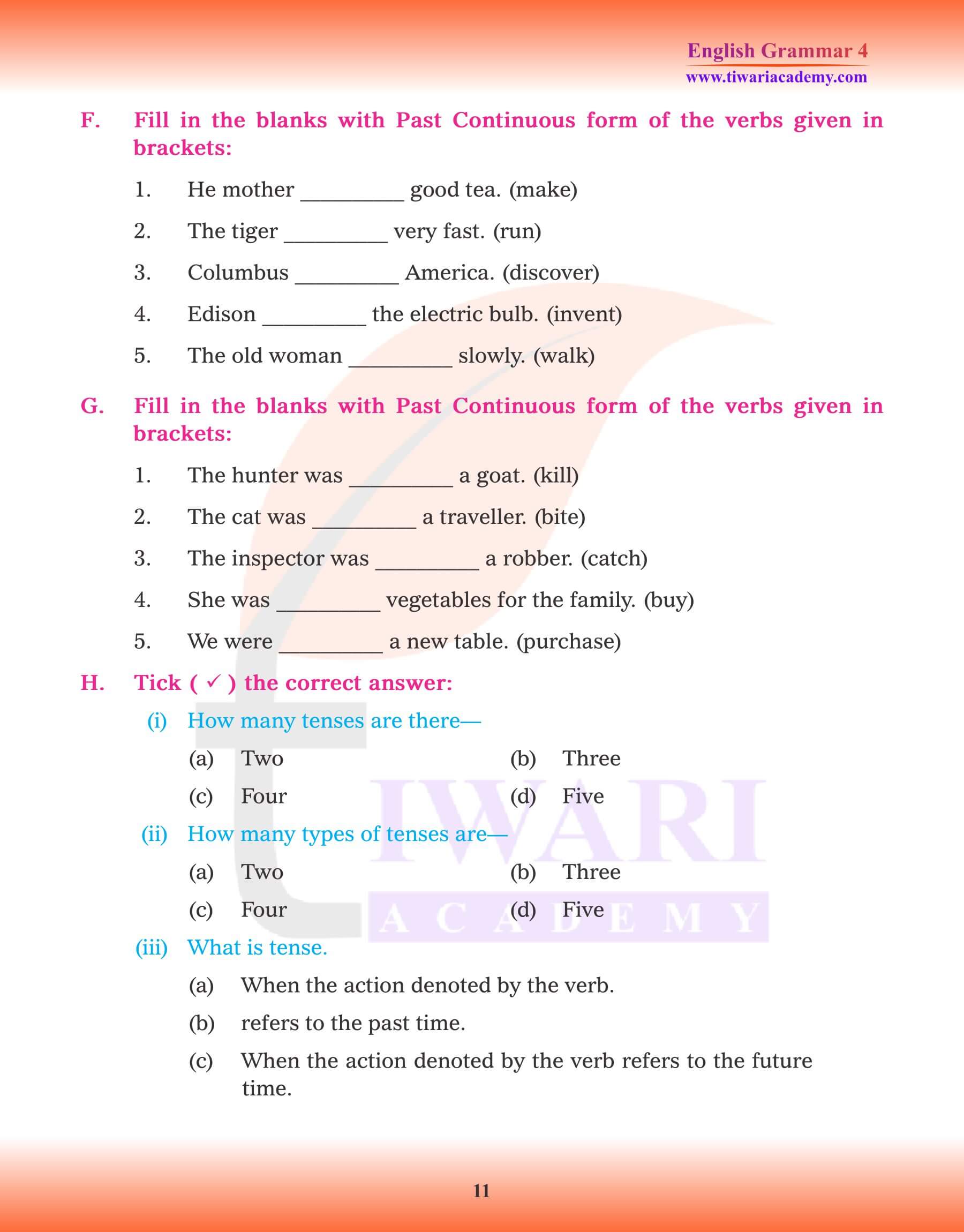 4th English Grammar Tense