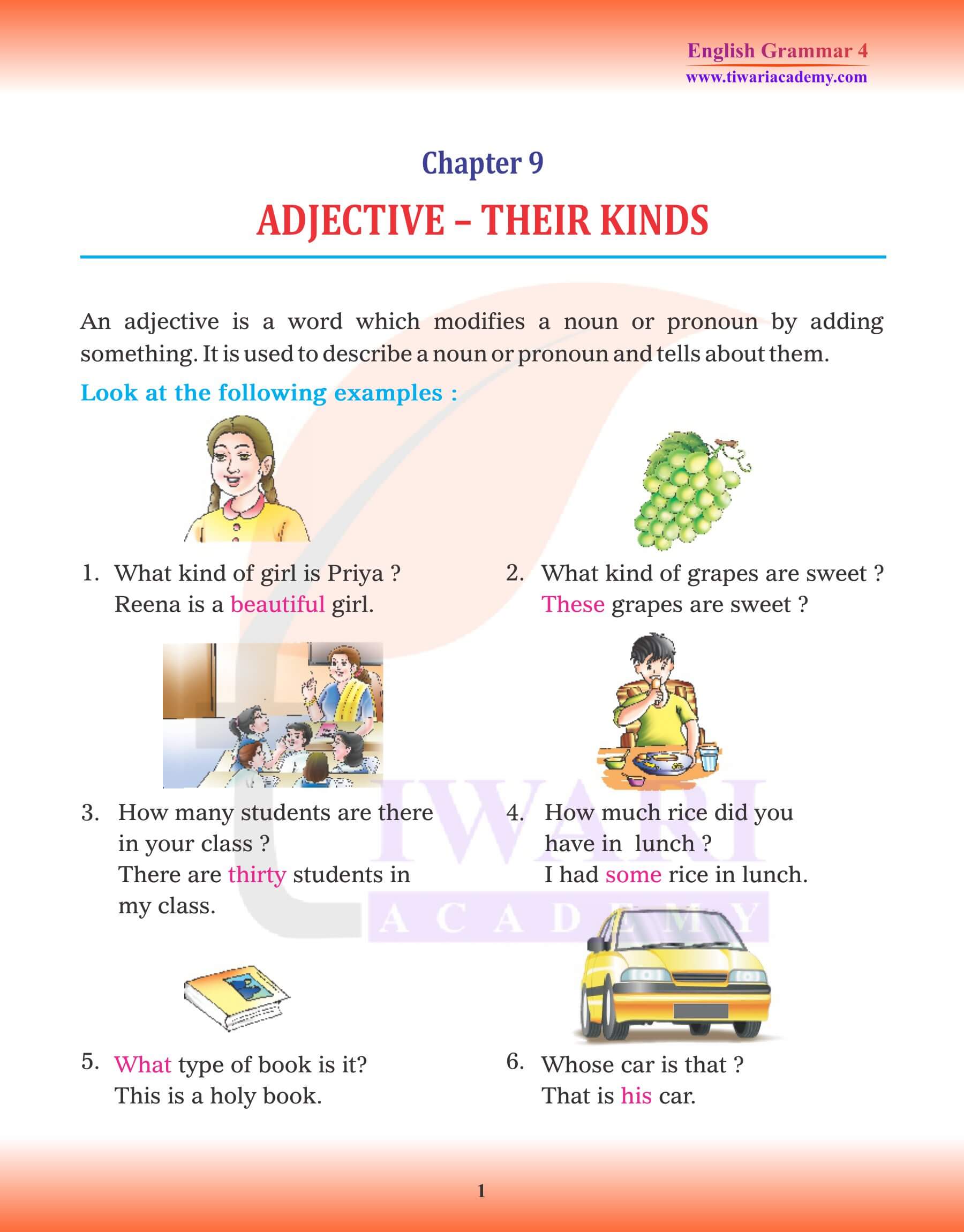 Class 4 English Grammar Chapter 9 Adjective