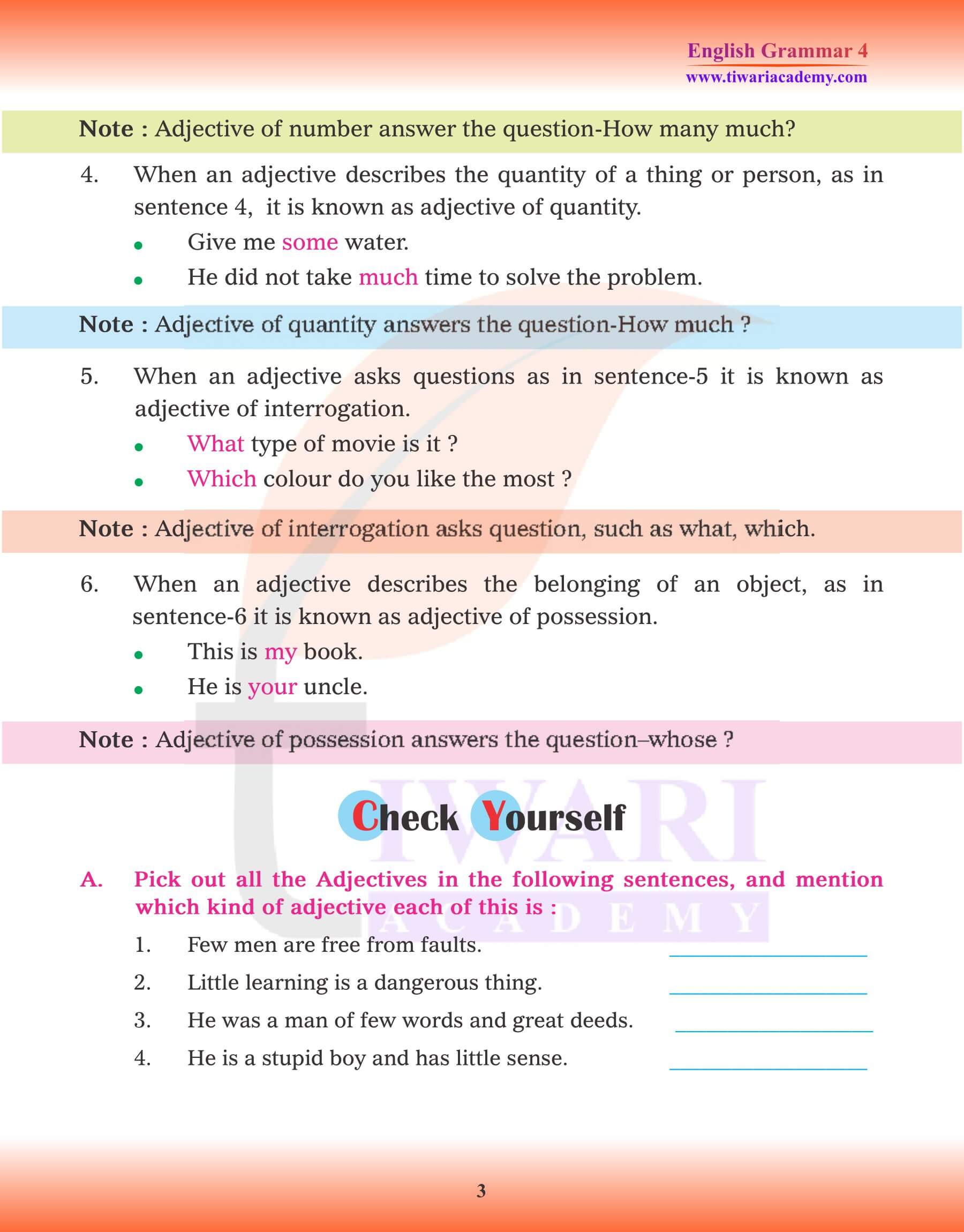 Class 4 English Grammar Adjective