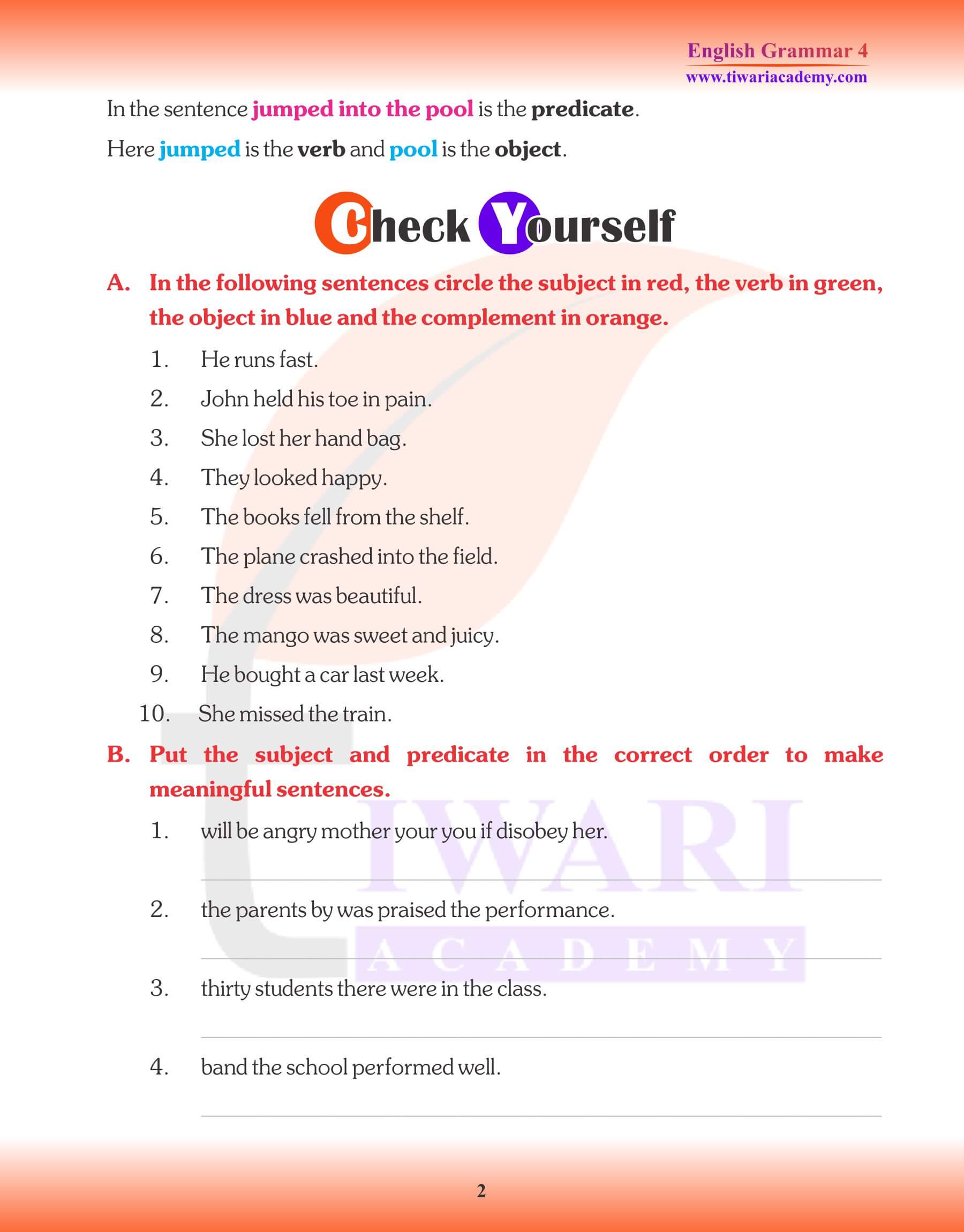 NCERT Class 4 English Grammar The Sentence