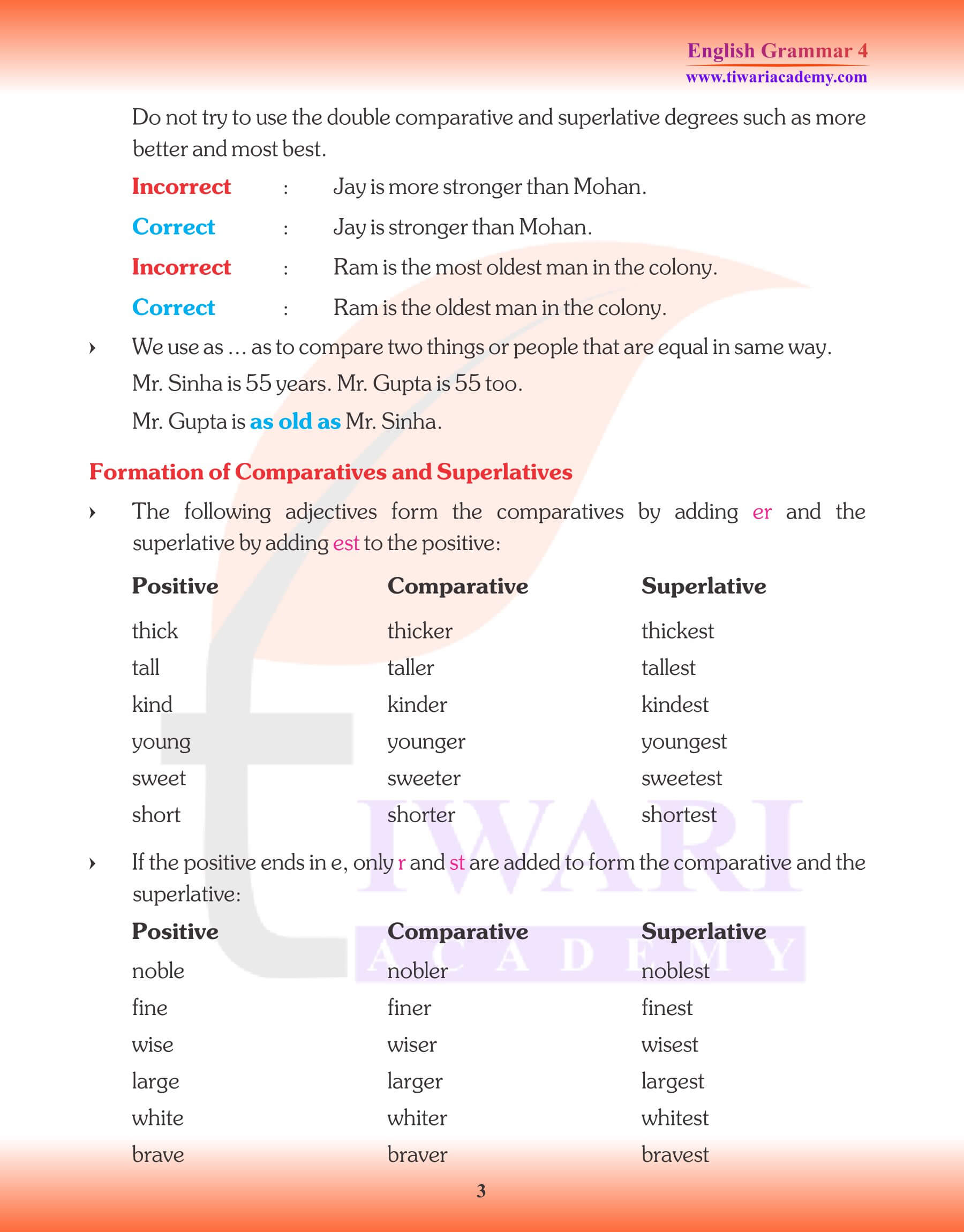 Class 4 English Grammar Adjective types