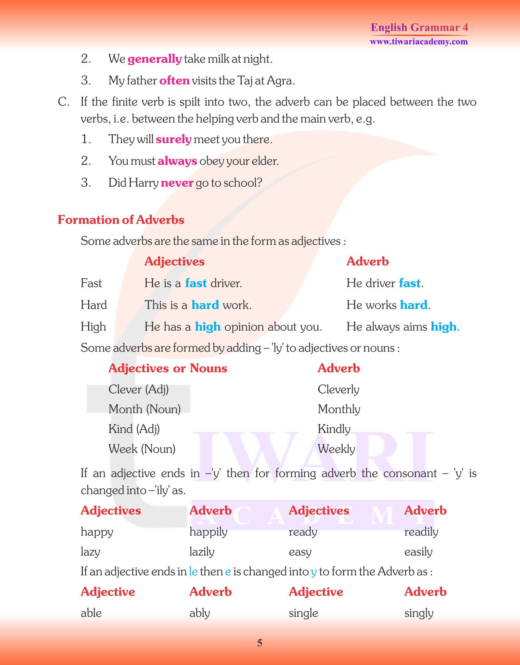 Class 4 English Grammar Adverb Exercises