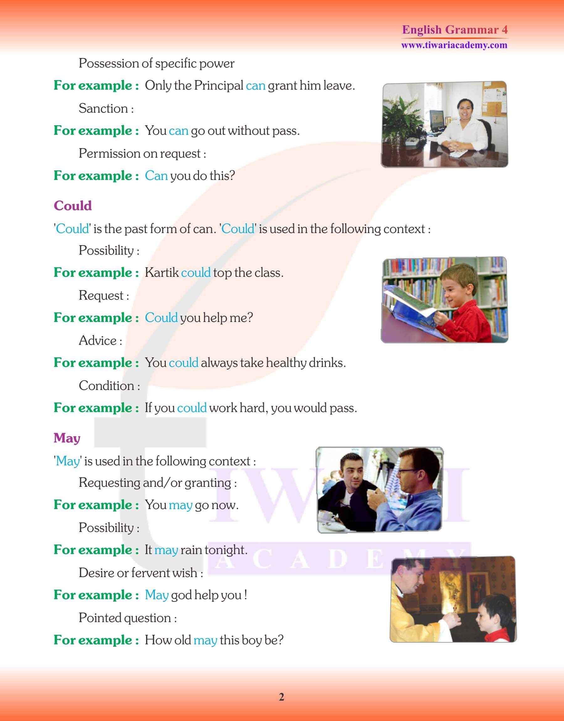 Class 4 English Grammar Kinds of Modals