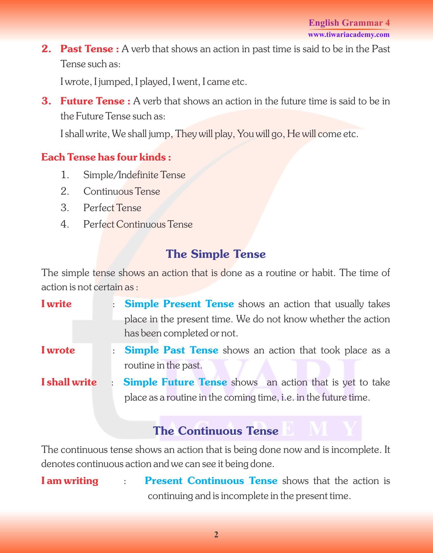 Class 4 English Grammar Tense Practice Exercises