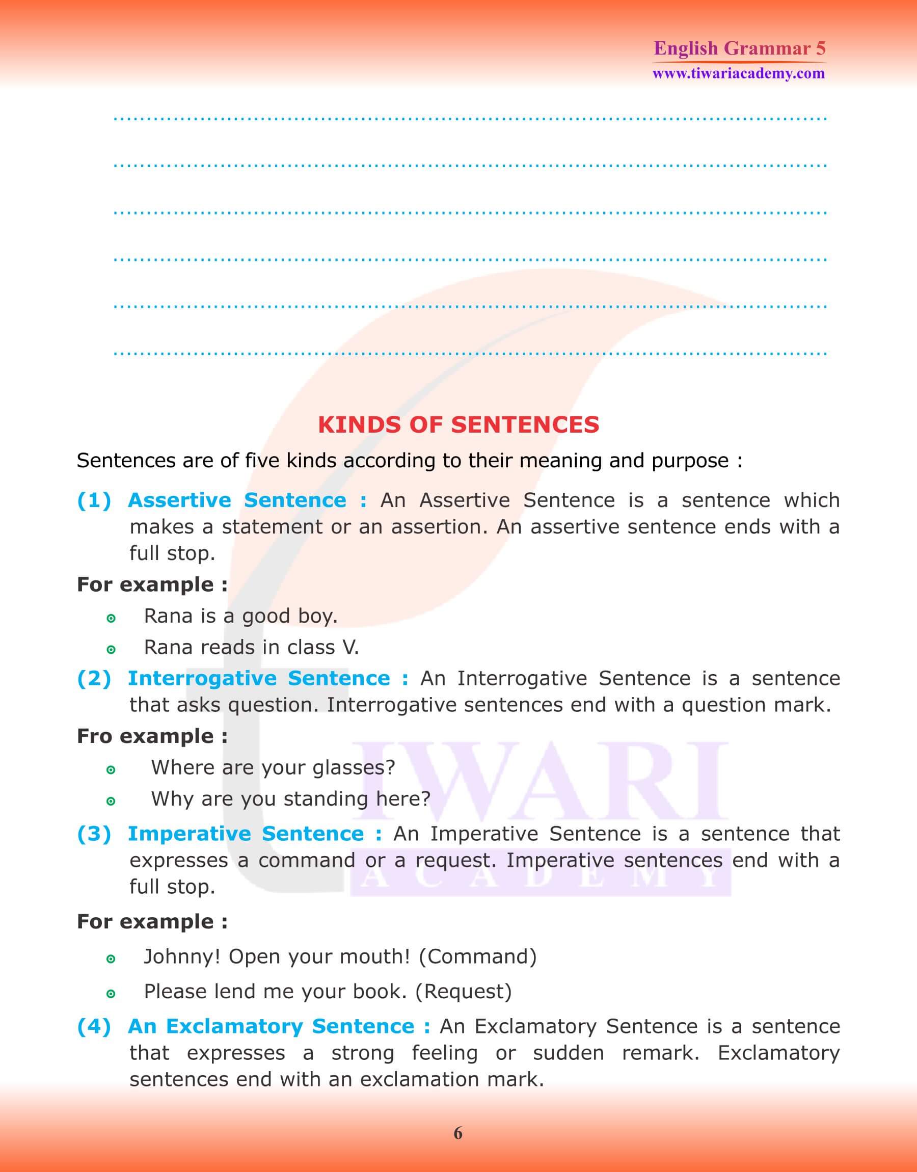 Class 5 English Grammar The Sentence