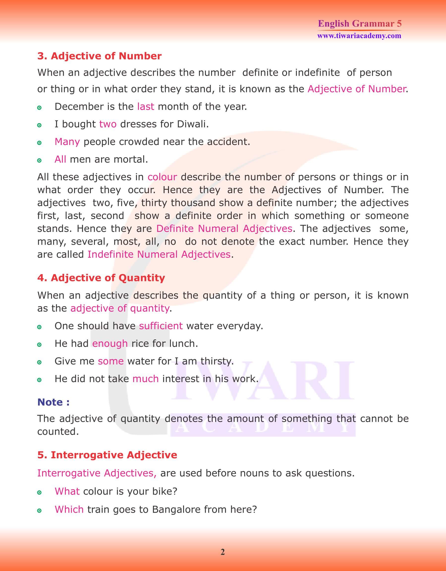 Class 5 English Grammar Adjective