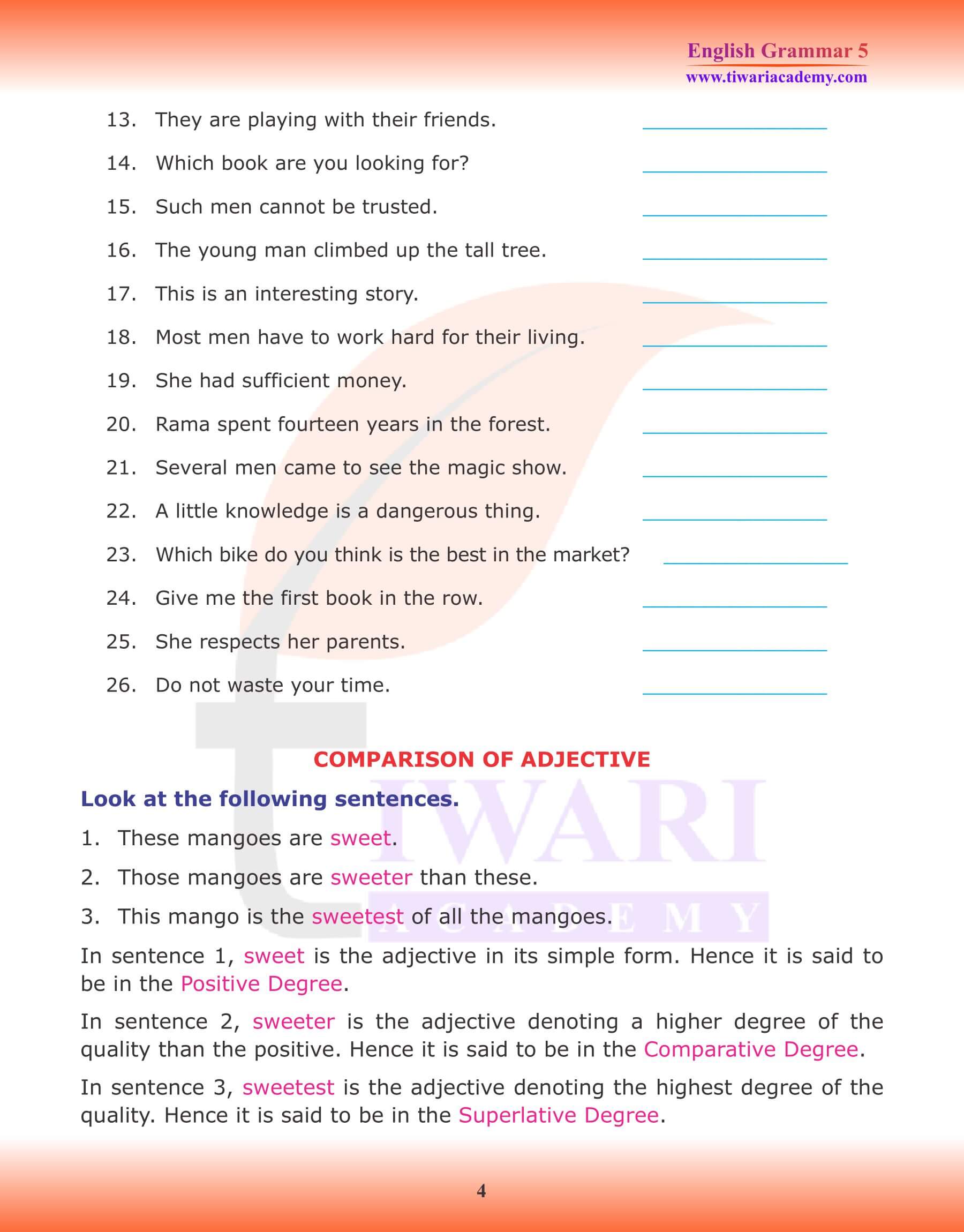 Class 5 English Grammar Kinds of Adjective
