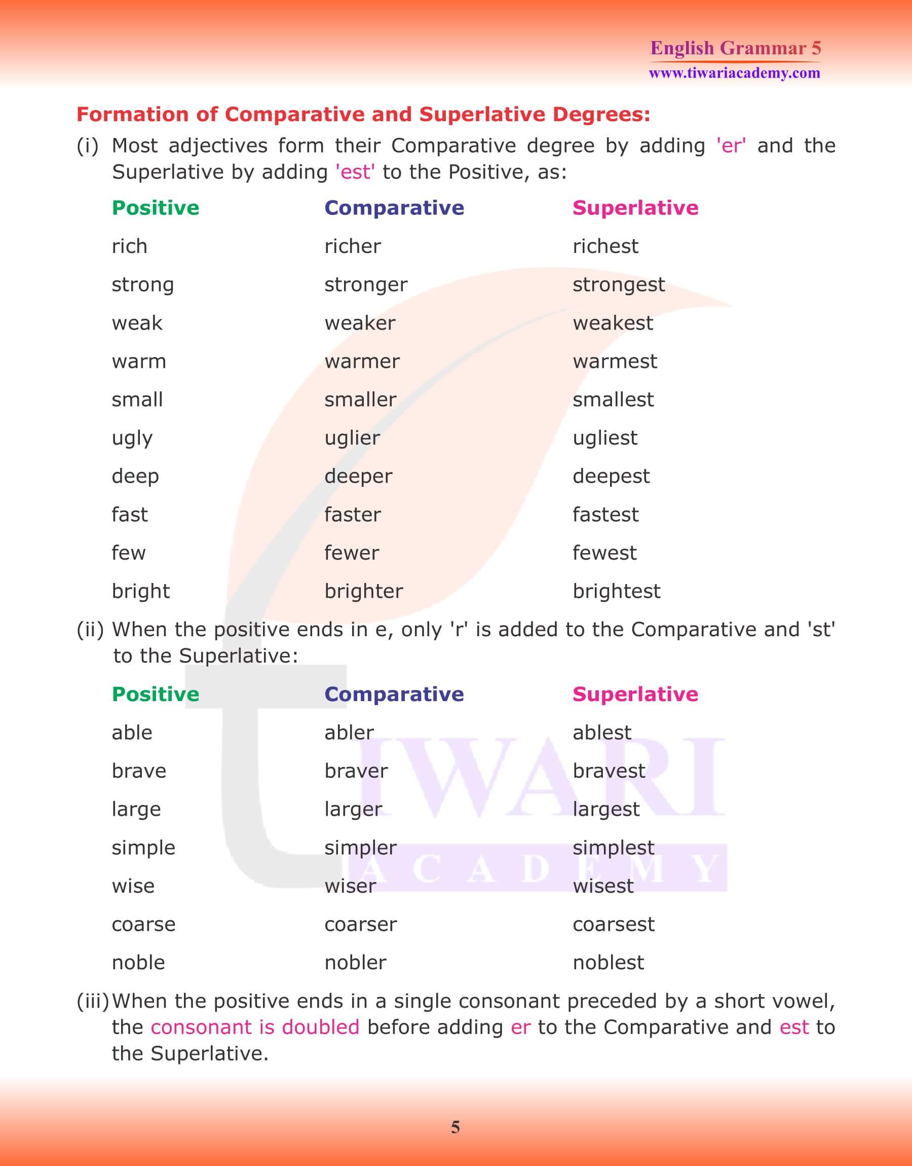 Class 5 English Grammar Adjective Examples