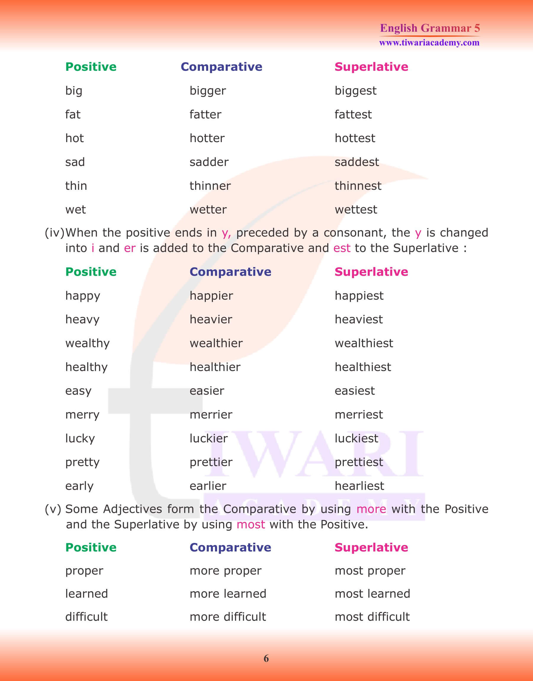 Class 5 English Grammar Adjective Practice