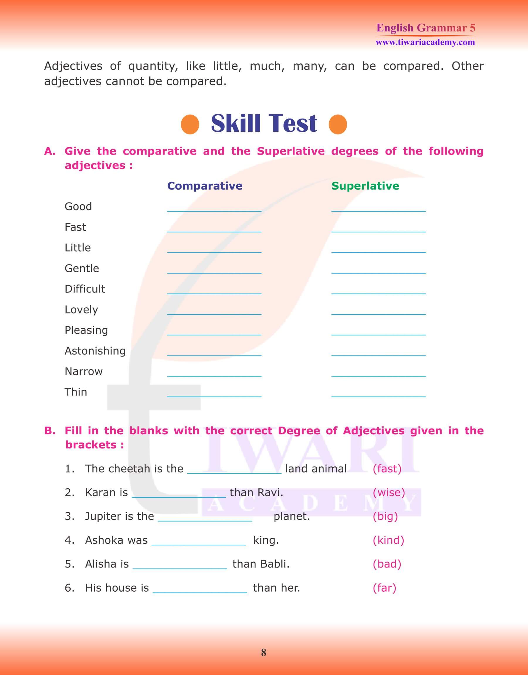 Class 5 Grammar Adjective Revision