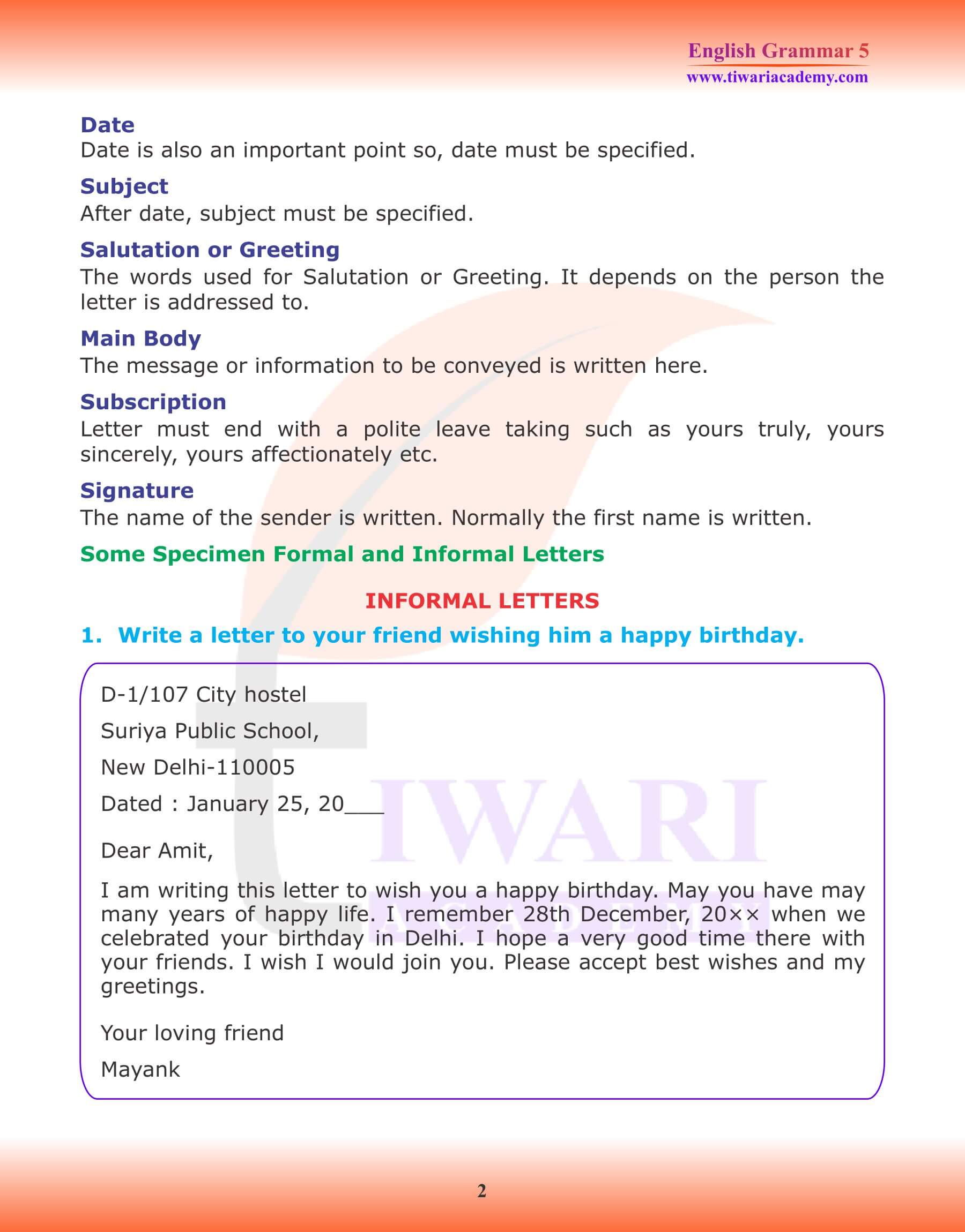 Class 5 English Grammar Chapter 15 Application writing