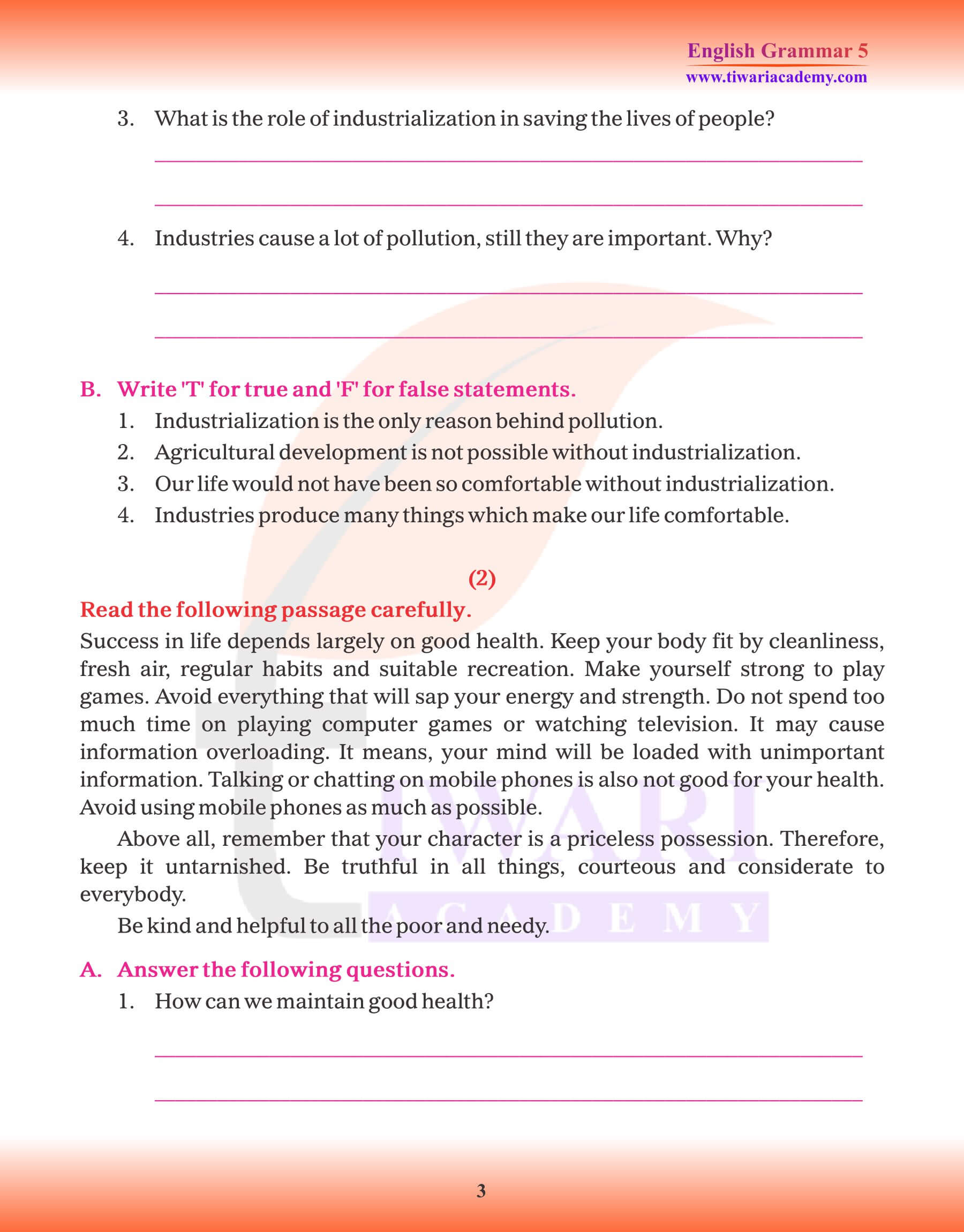 Class 5 English Grammar Chapter 19 Comprehension Passages