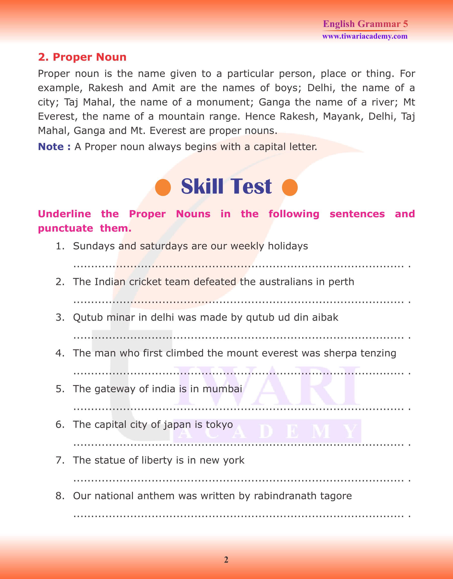 Class 5 English Grammar Chapter 2 Kinds of Noun