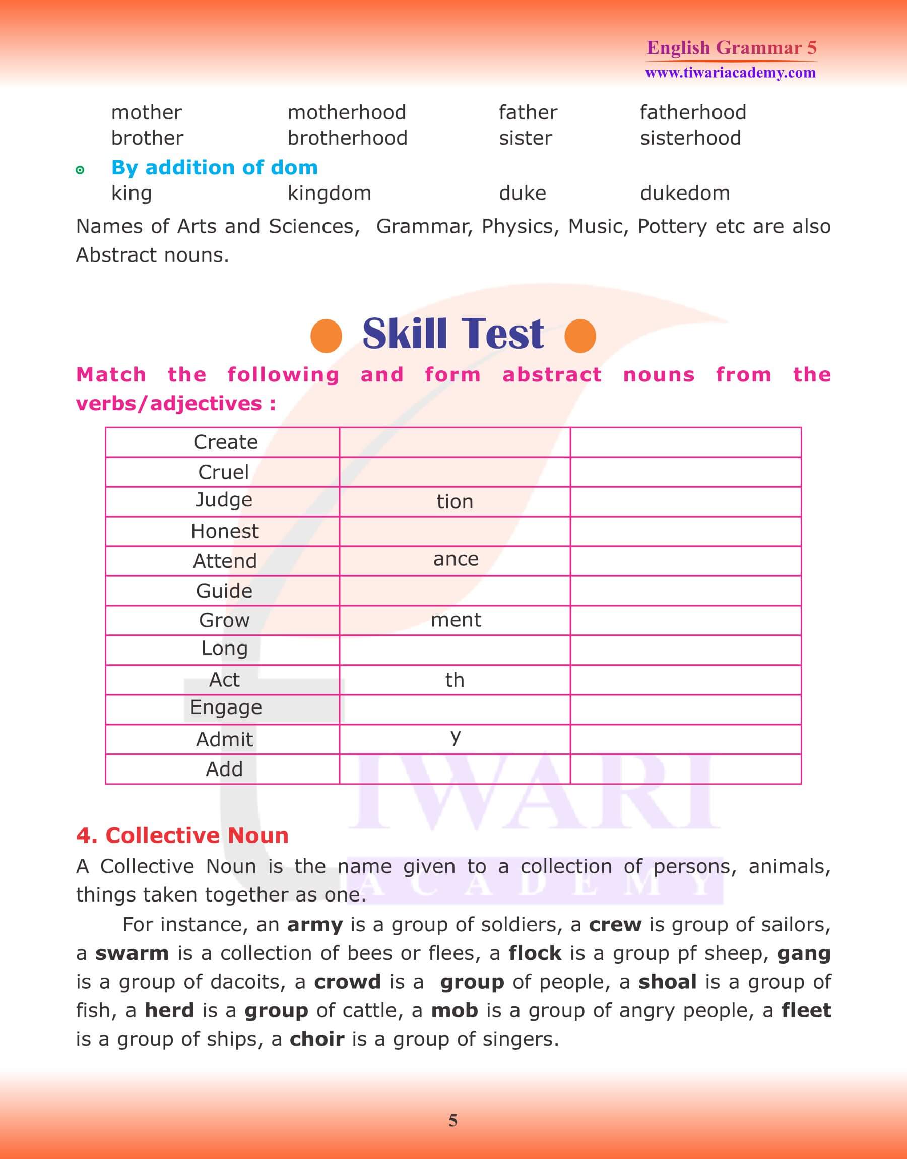 Class 5 English Grammar Types of Noun