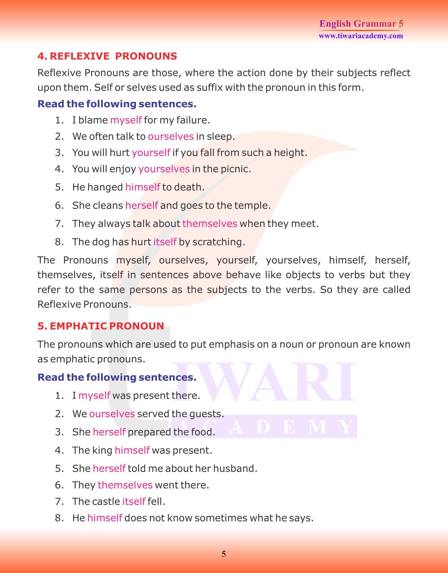 Class 5 English Grammar Types of Pronoun