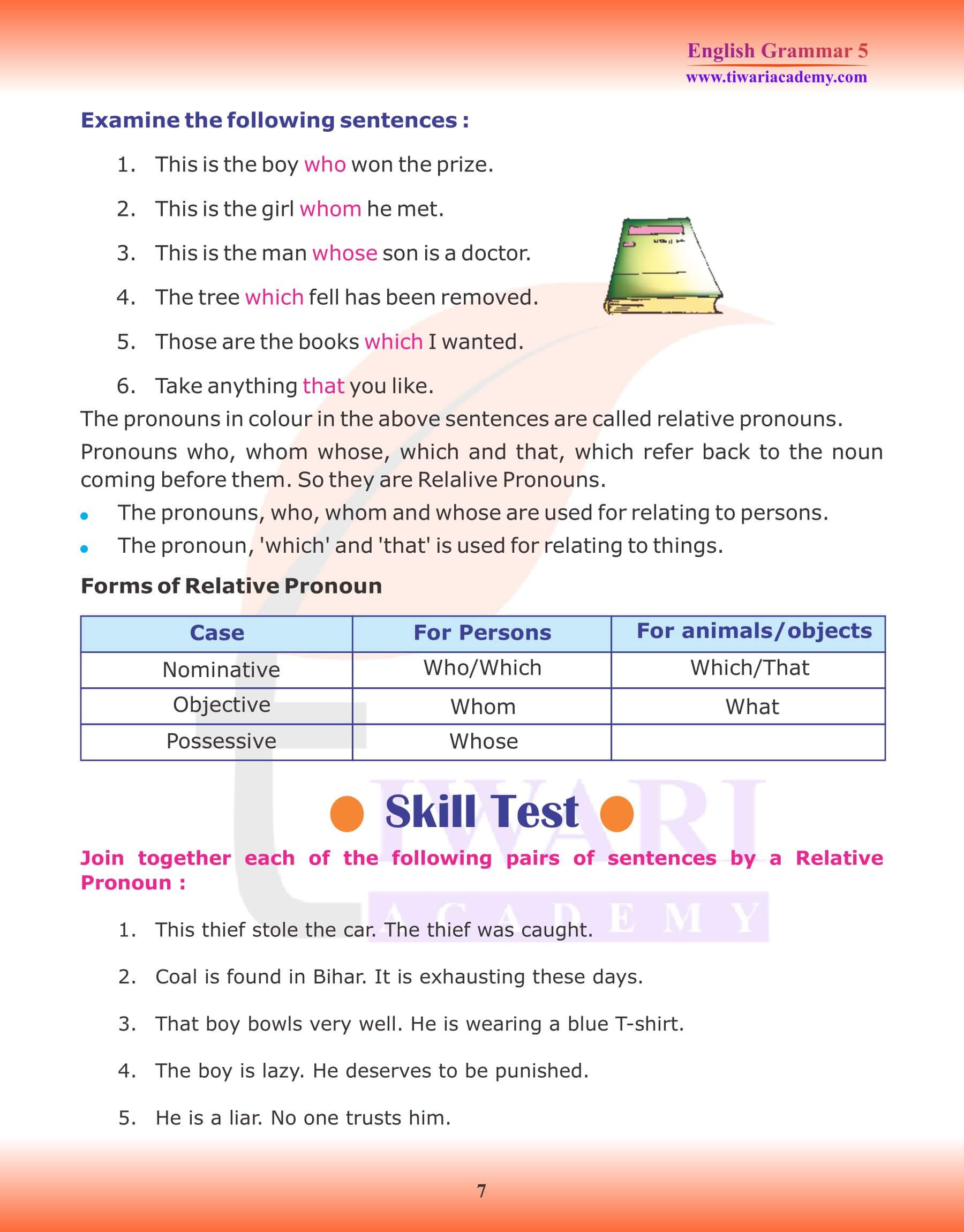 Class 5 English Grammar Pronoun Exercises