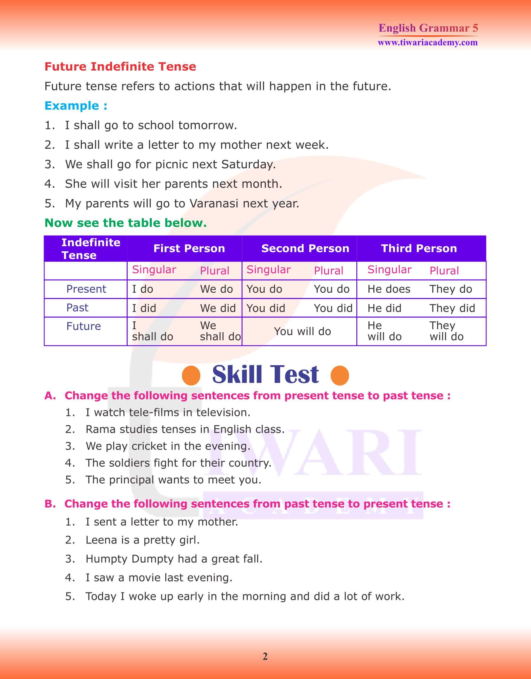 Class 5 English Grammar Chapter 6 Verb