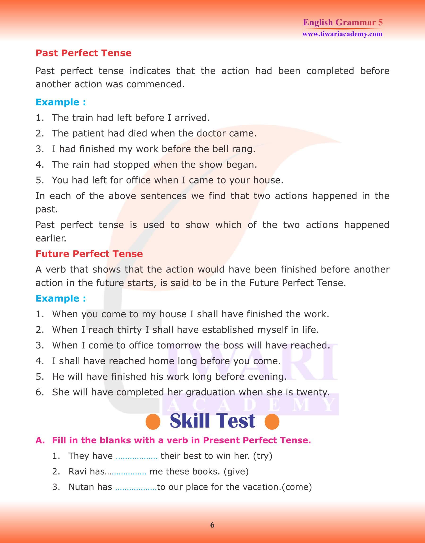 Class 5 English Grammar Topic Verb