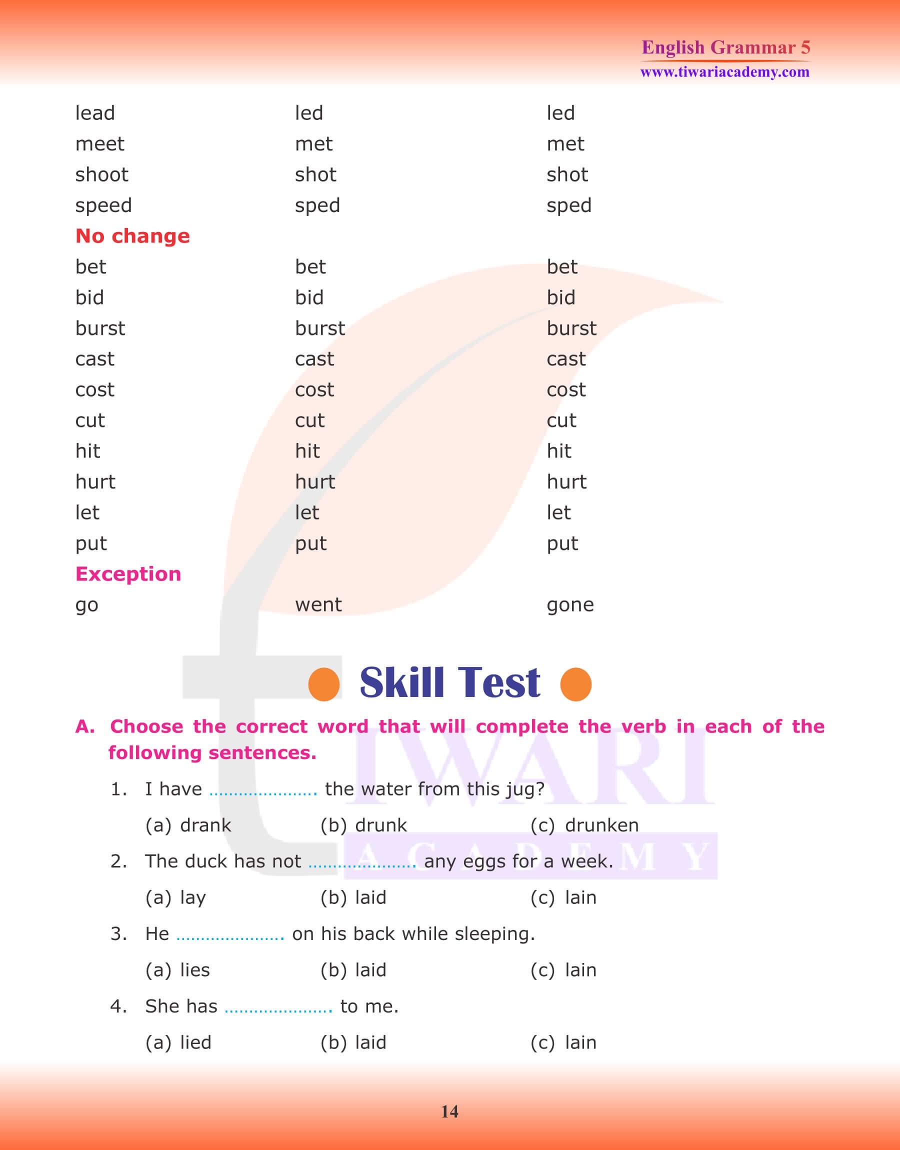 Class 5 Grammar Verb Types