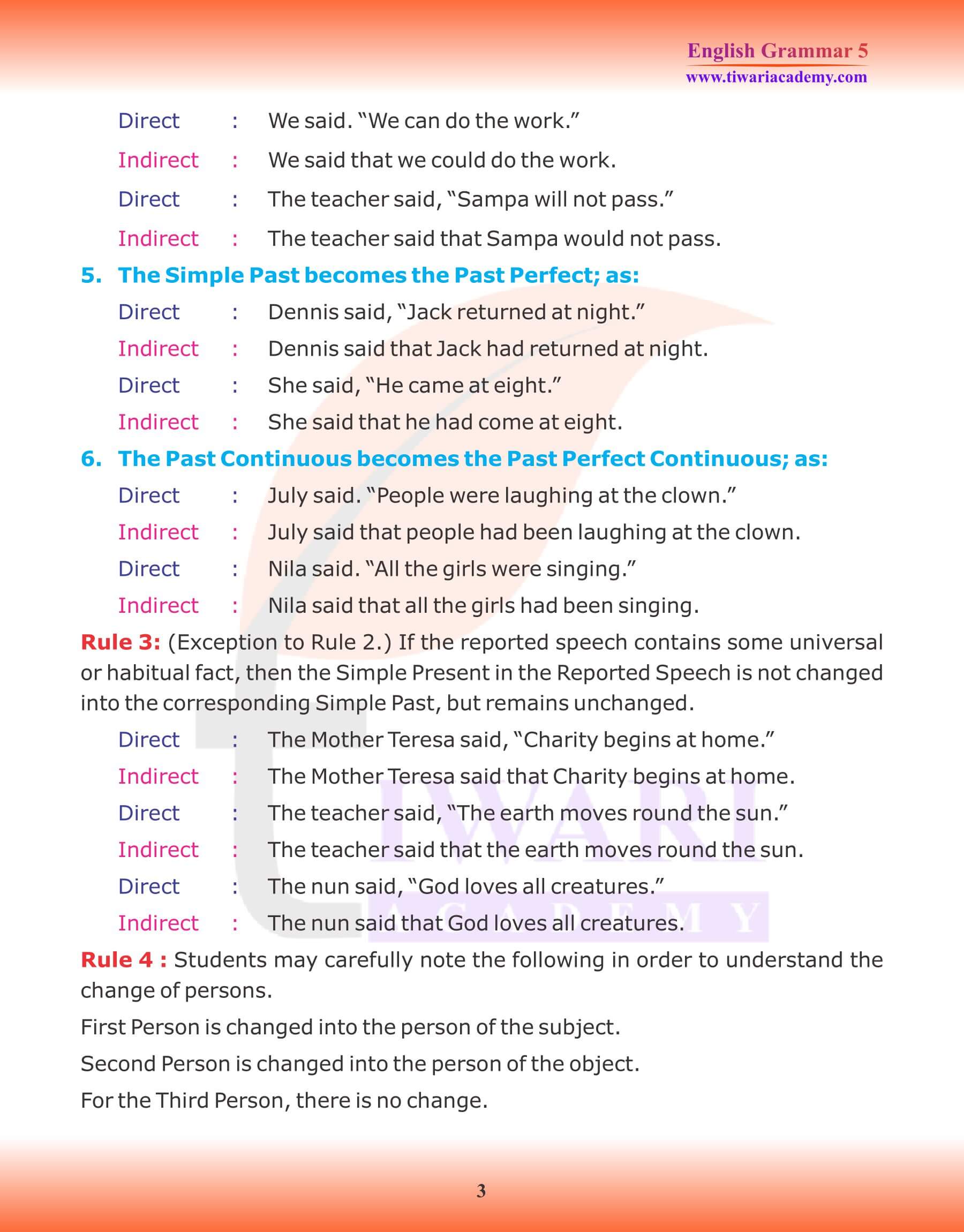 Class 5 English Grammar Direct Speech