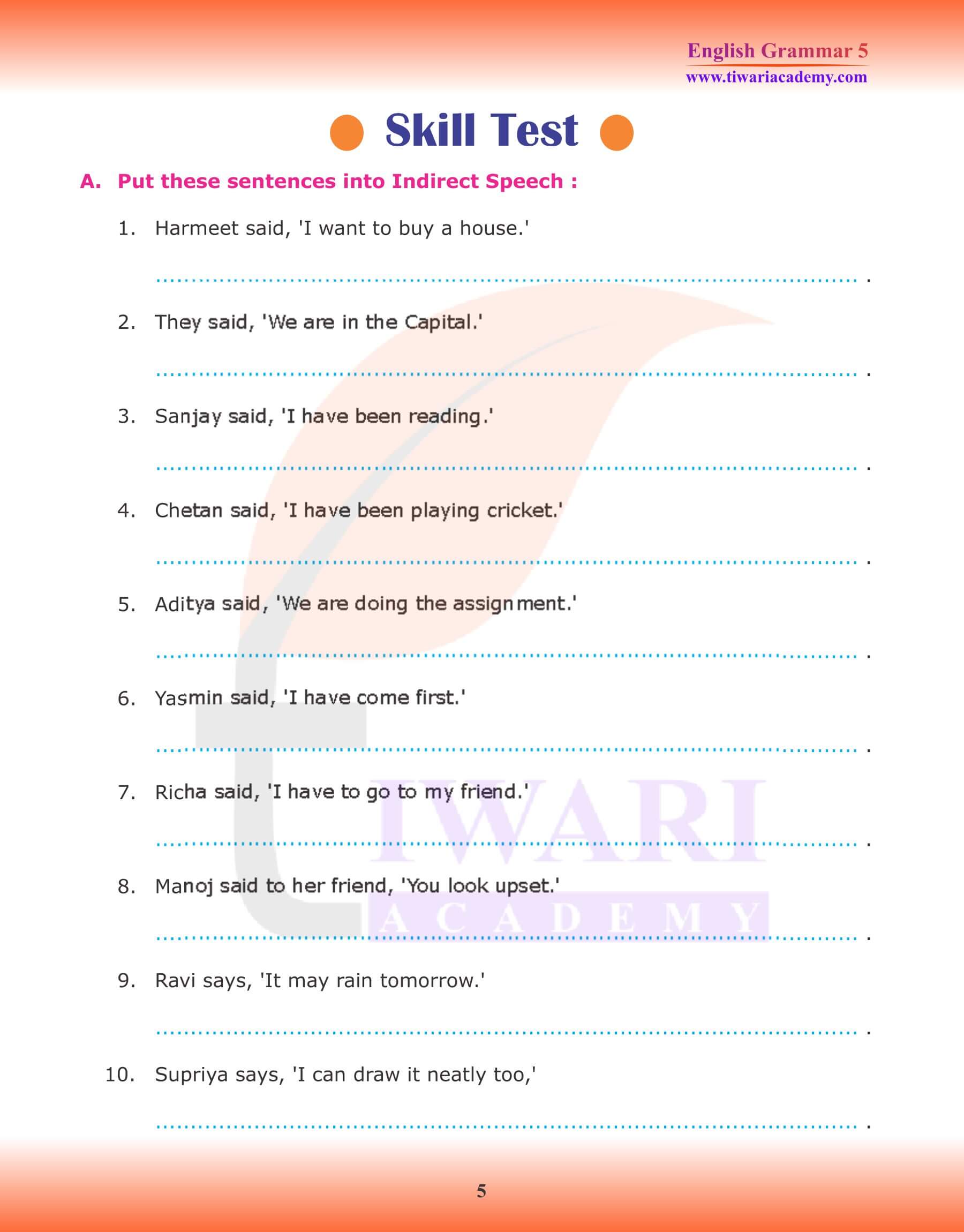 Class 5 English Grammar Speech