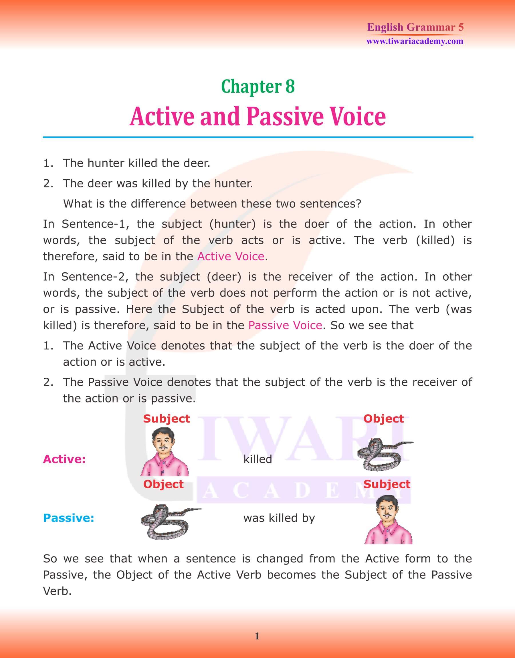 Class 5 English Grammar Chapter 8 Active Passive Voice
