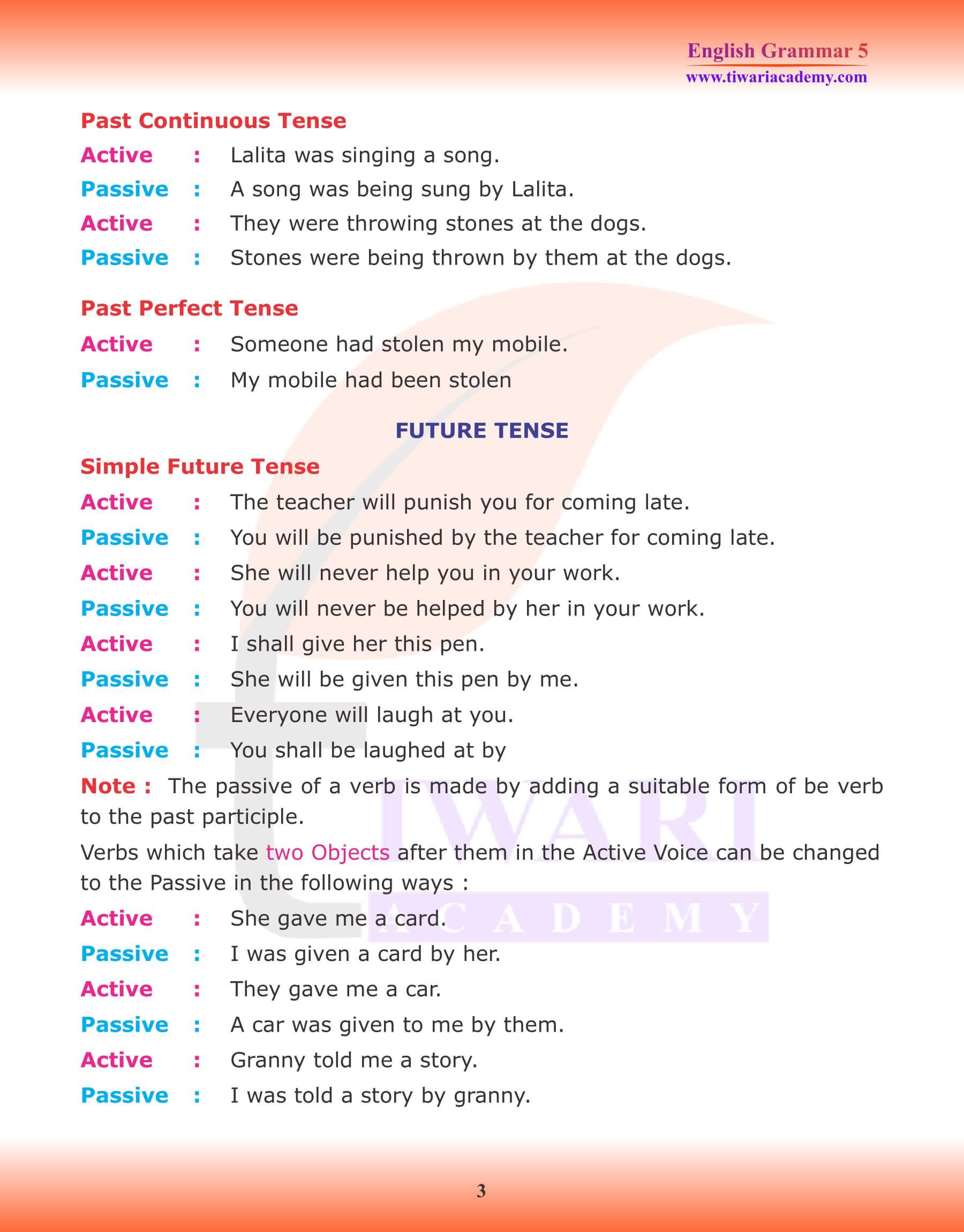 Class 5 English Grammar Active and Passive Voice