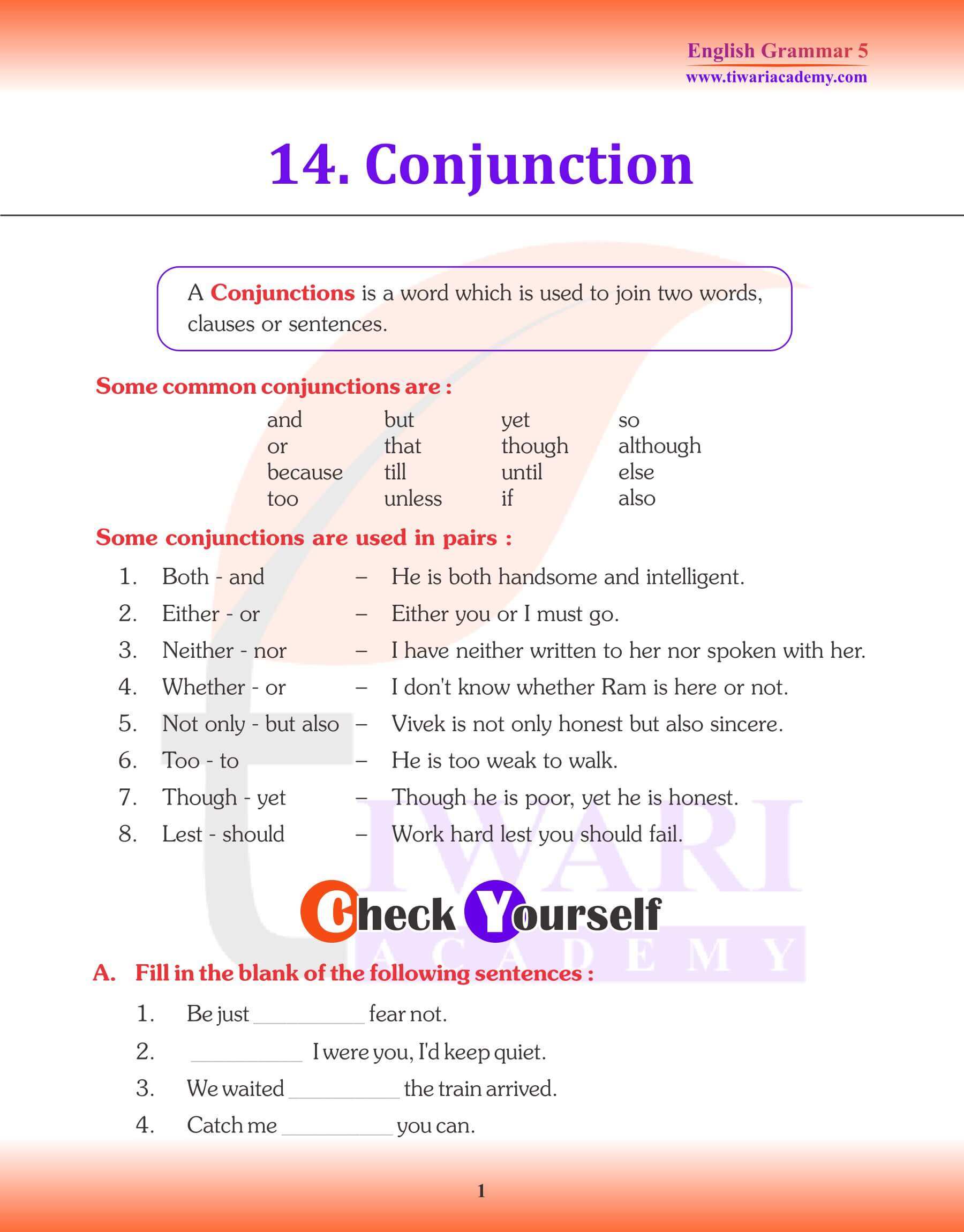 Class 5 Grammar Conjunctions
